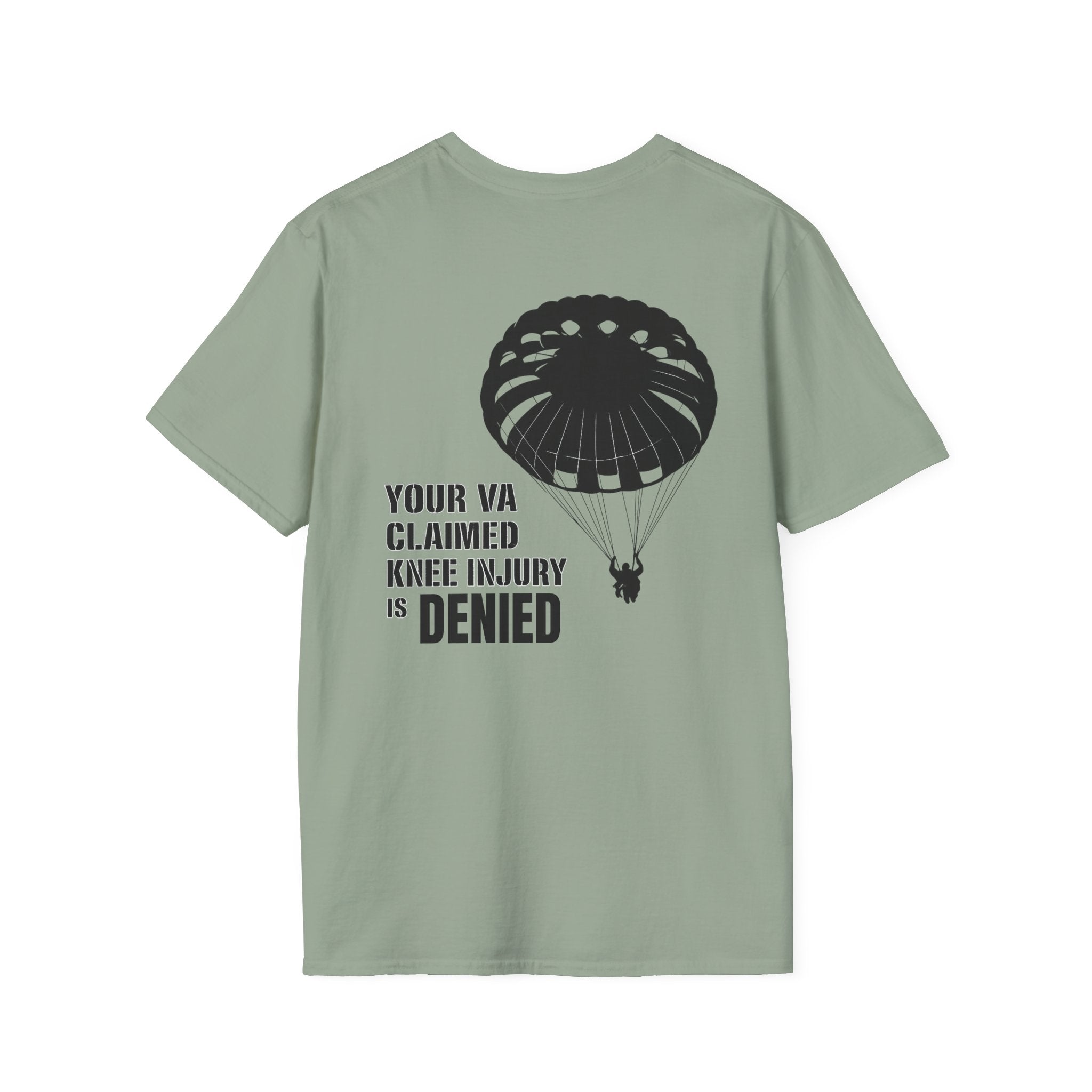 VA Knee Injury Claim Is Denied T-Shirt (Black Graphic) | Ironsight Syndicate