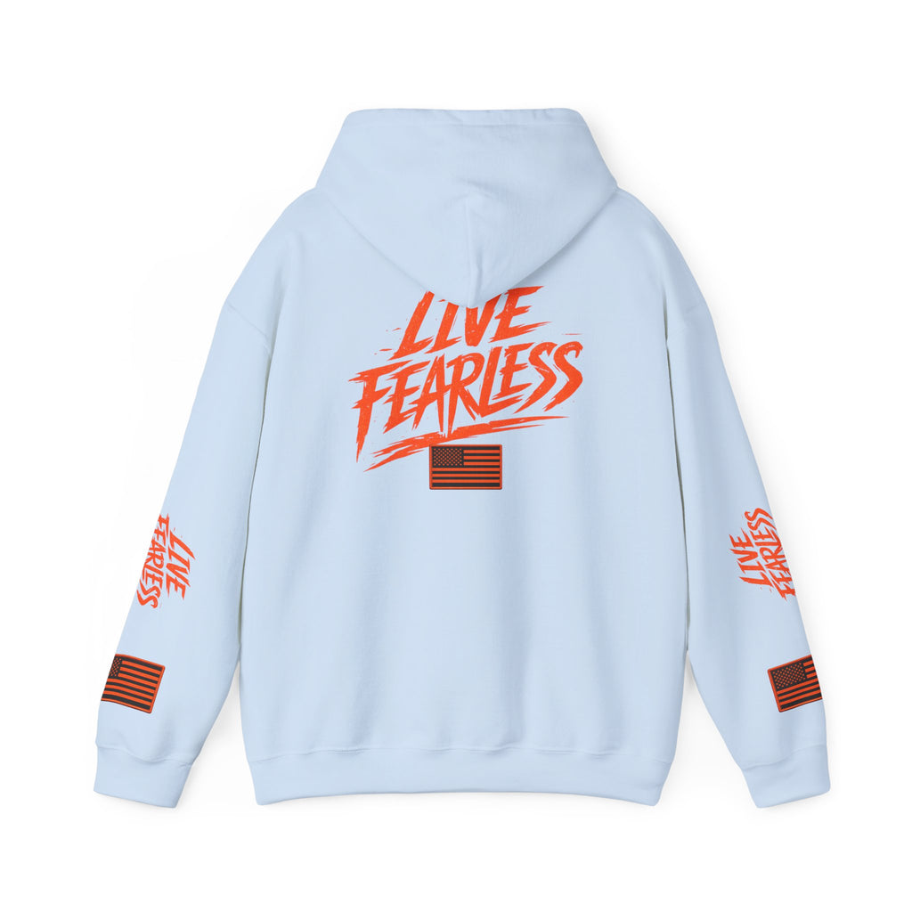 Live Fearless Hoodie (Orange)| Premium Heavy Weight-Military-Inspired Patriotic Hoodie | Ironsight Syndicate