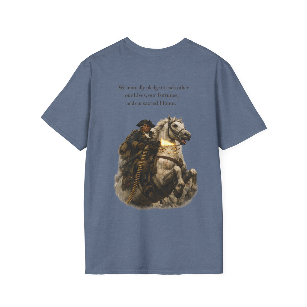 Machine Gun George Washington T-Shirt | Patriotic Military Graphic Tee for Veterans & Patriots, Adult (13 and up), unisex