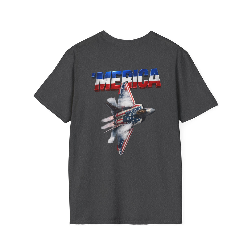 F22 Merica! Patriotic Ironsight Syndicate T-Shirt | Patriotic Military Graphic Tee for Veterans & Patriots, Adult (13 and up), unisex