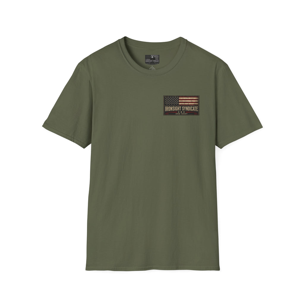 MH-60 Liberty Hawk! Patriotic Ironsight Syndicate T-Shirt | Patriotic Military Graphic Tee for Veterans & Patriots, Adult (13 and up), unisex