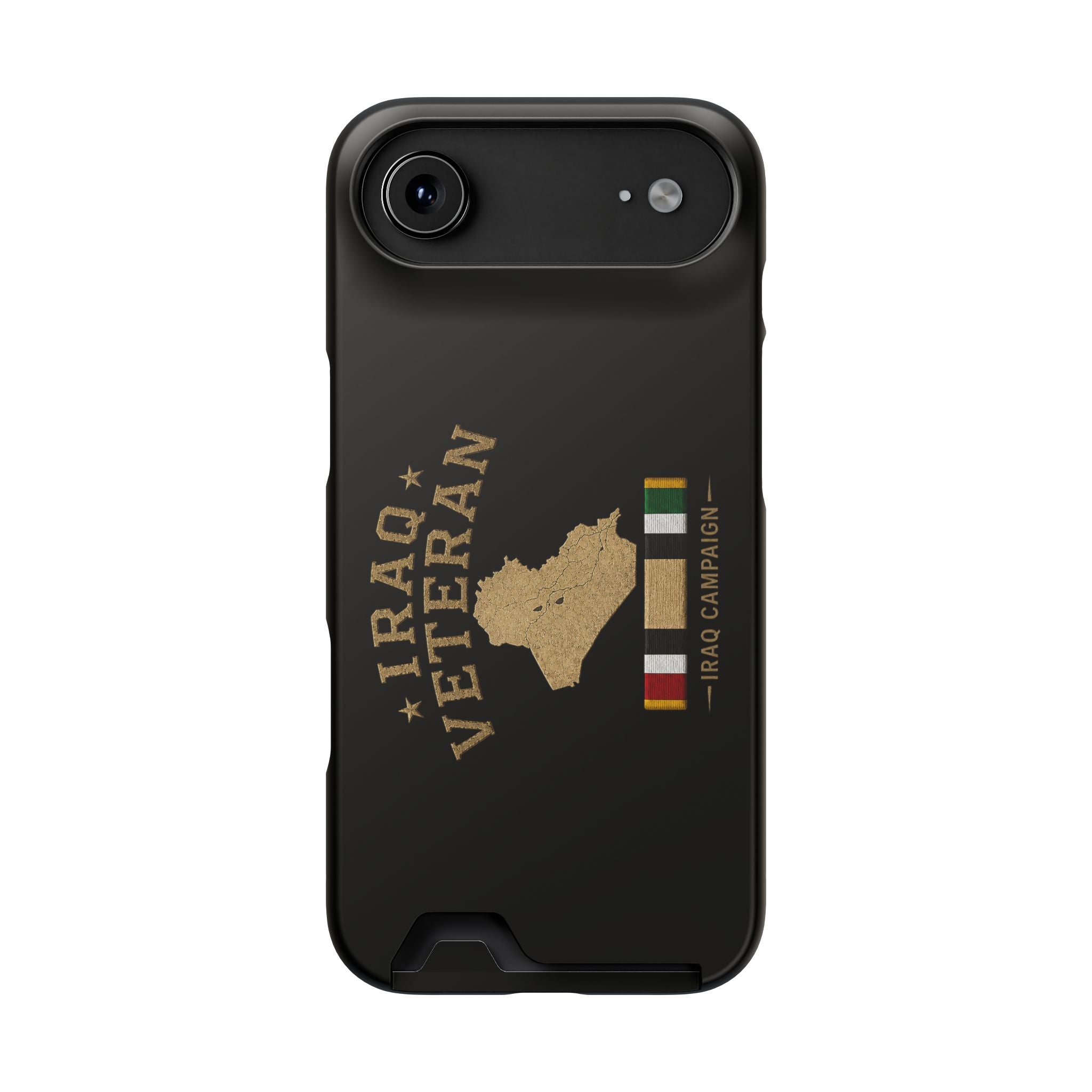 Iraq Veteran Phone Case with Card Holder — Iraq Campaign Service Ribbon - iPhone 17 Air (Matte) | Ironsight Syndicate