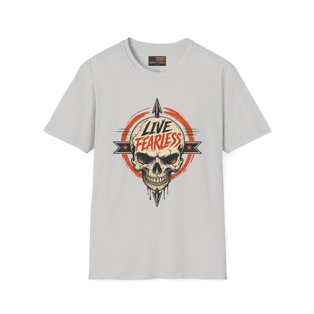 Live Fearless Skull Military T-Shirt (Front and Back) | Ironsight Syndicate