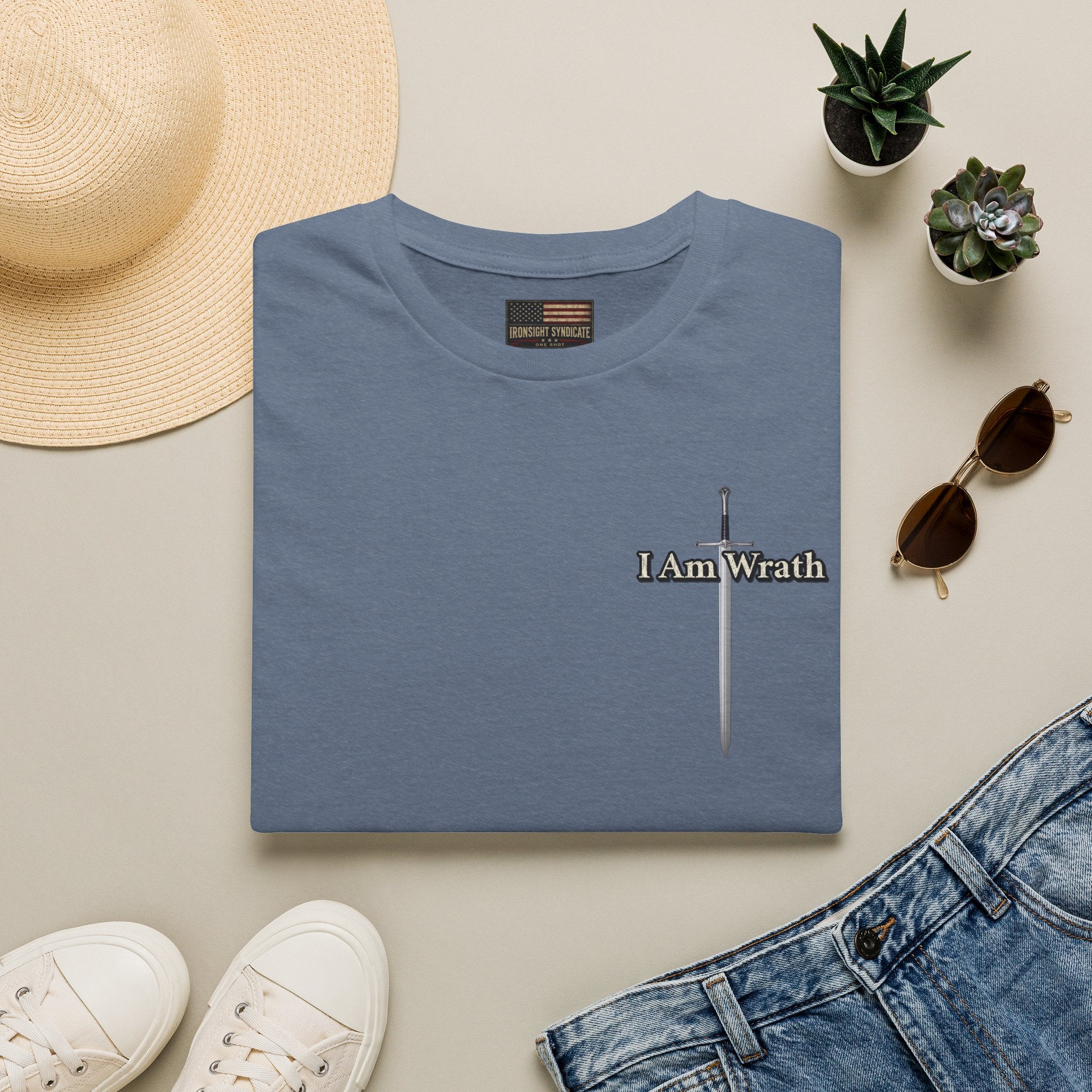 I am Wrath, Romans 12:19 Inspired T-shirt - Heather Indigo | Ironsight Syndicate