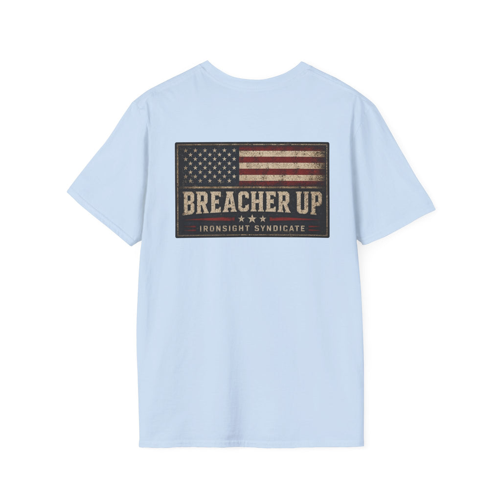 Breacher Up Red While and  Blue T-Shirt, Adult (13 and up), unisex | Patriotic Military Graphic Tee for Veterans & Patriots, Adult (13 and up), unisex
