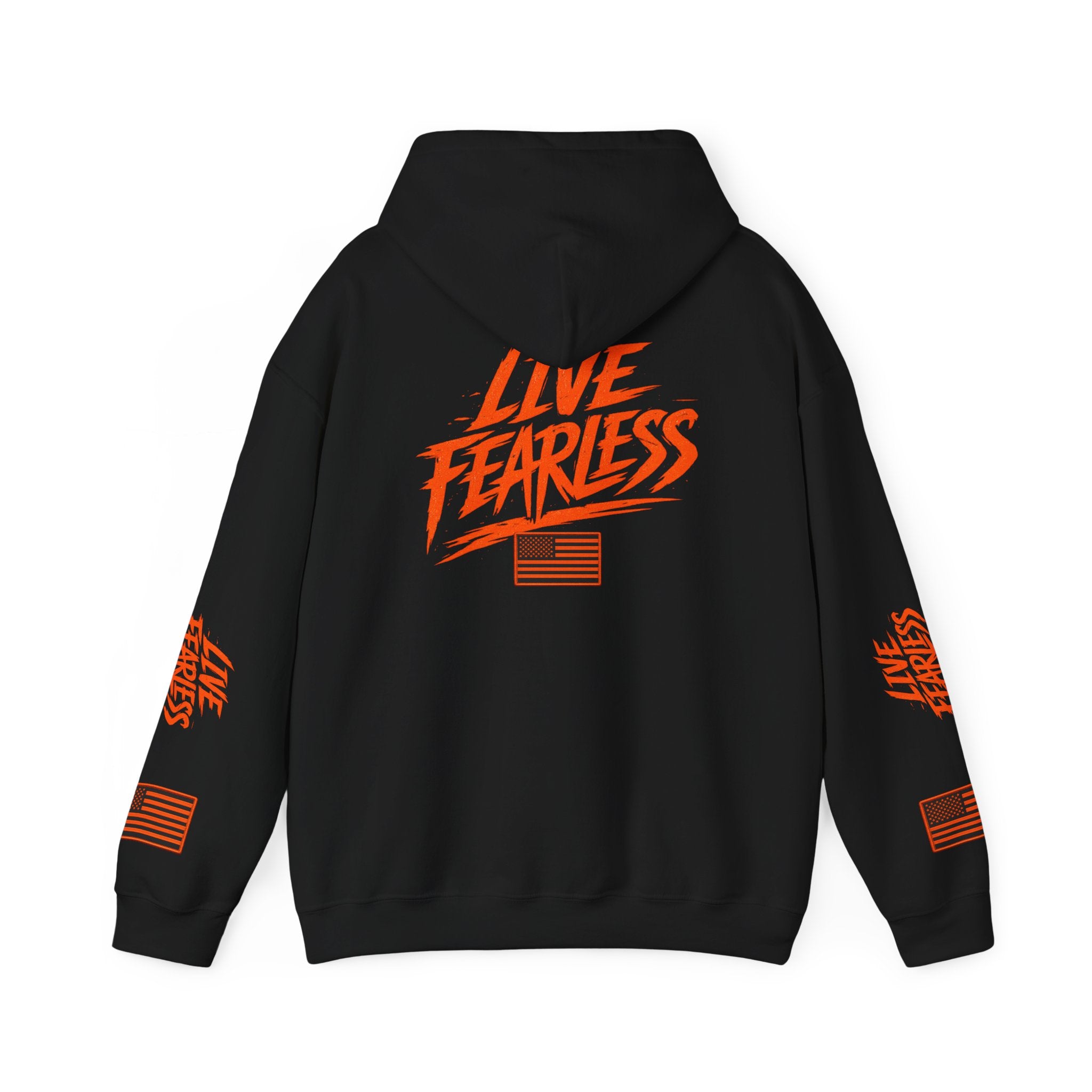 Live Fearless Hoodie (Orange)| Premium Heavy Weight-Military-Inspired Patriotic Hoodie | Ironsight Syndicate