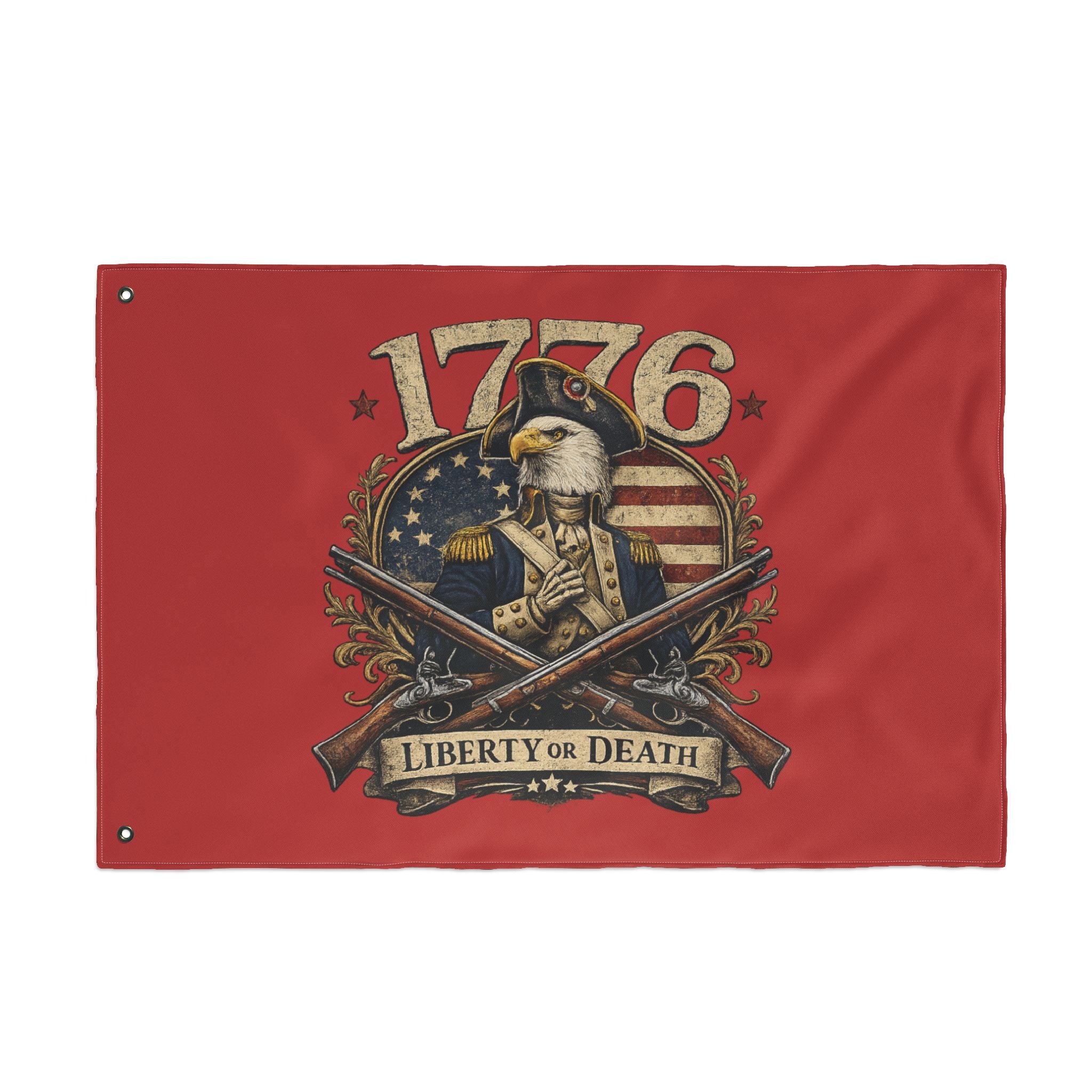 Red 1776 Liberty or Death Bald Eagle American Flag | Patriotic Revolutionary War Banner for Veterans & Patriots