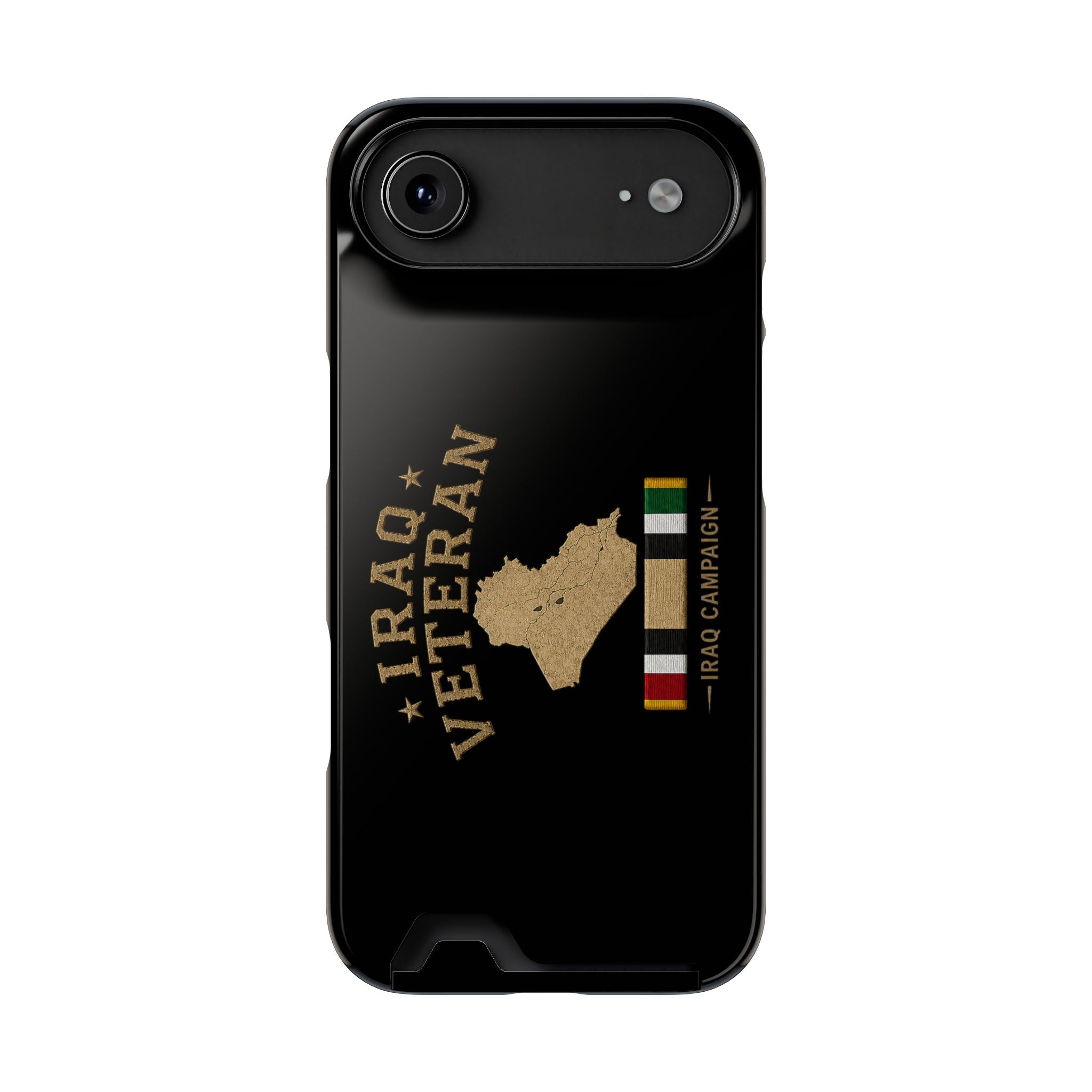 Iraq Veteran Phone Case with Card Holder — Iraq Campaign Service Ribbon - iPhone 17 Air (Glossy) | Ironsight Syndicate