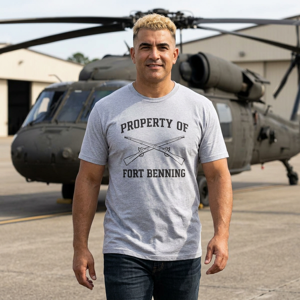 Fort Benning Athletic Tee  Ironsight Syndicate | Patriotic Military Graphic Tee for Veterans & Patriots, Adult (13 and up), unisex