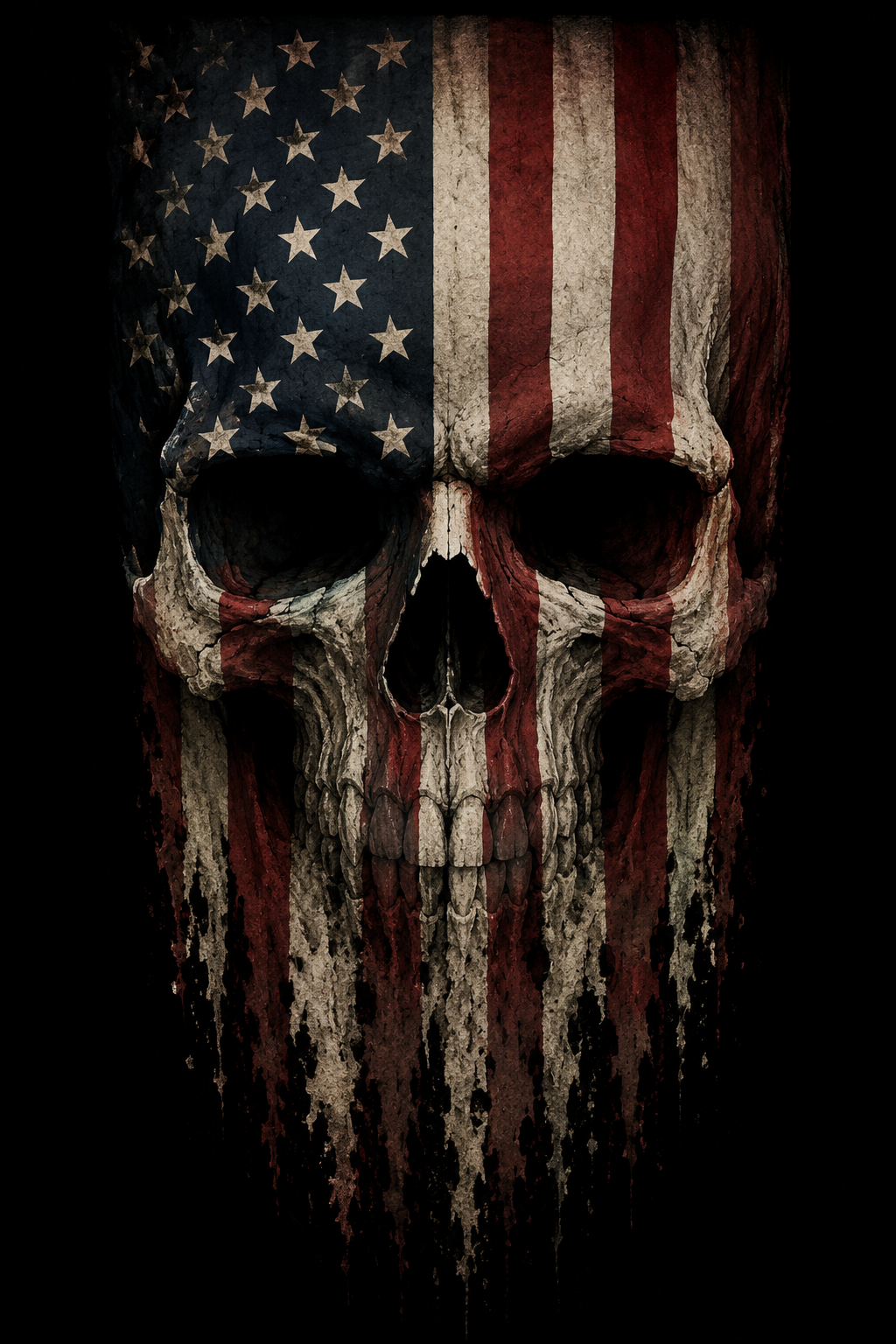 American Flag Skull T-Shirt | Patriotic Military Graphic Tee for Veterans & Patriots, Adult (13 and up), unisex