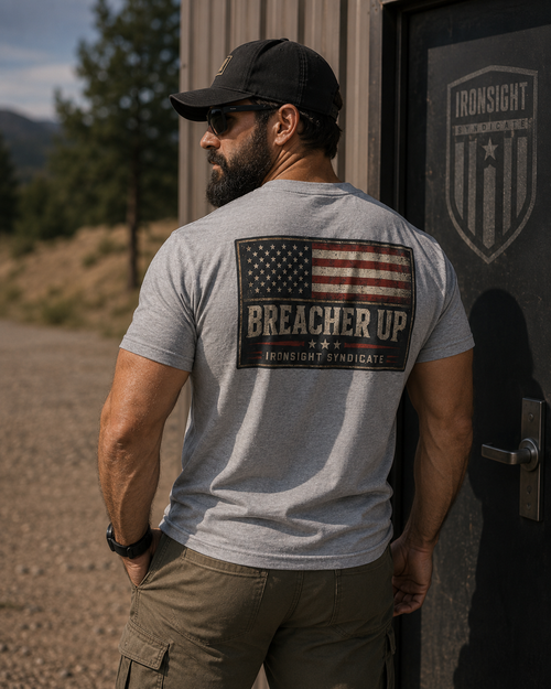 Breacher Up Red White and  Blue T-Shirt, Adult (13 and up), unisex - Sport Grey / S | Ironsight Syndicate