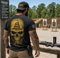 Don't Tread On Me Skull T-Shirt | Gadsden Flag Patriotic Military Tee for Veterans & Patriots Adult (13 and up), unisex
