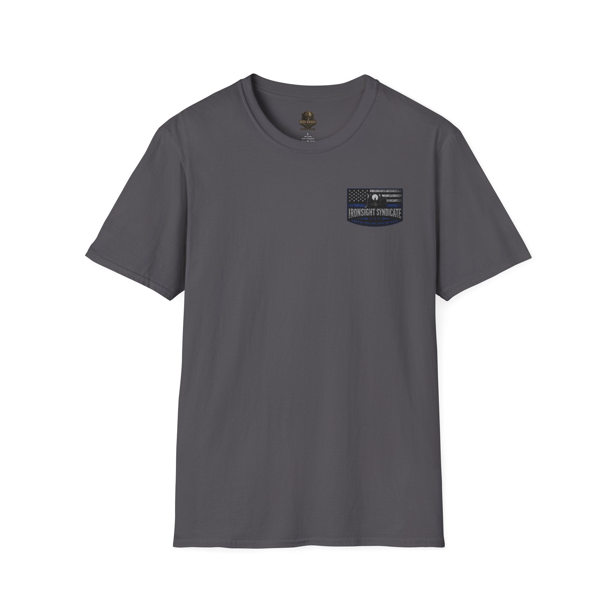 Thin Blue Line- In honor of our Brothers and Sisters in Blue T-Shirt | Patriotic Military Graphic Tee for Veterans & Patriots, Adult (13 and up), unisex