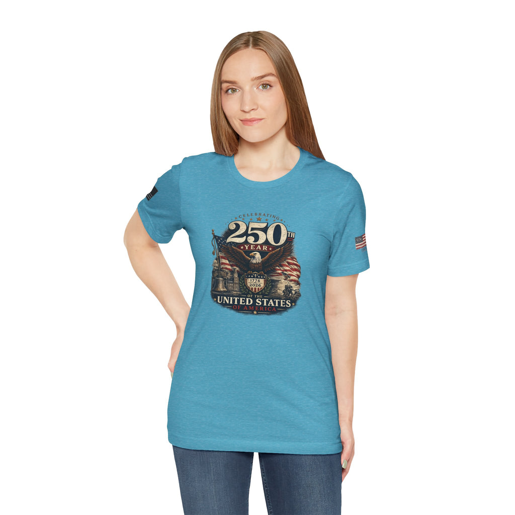 America 250th Anniversary T-Shirt | Patriotic Eagle & American Flag Shirt | 1776-2026 United States Tee front and back
