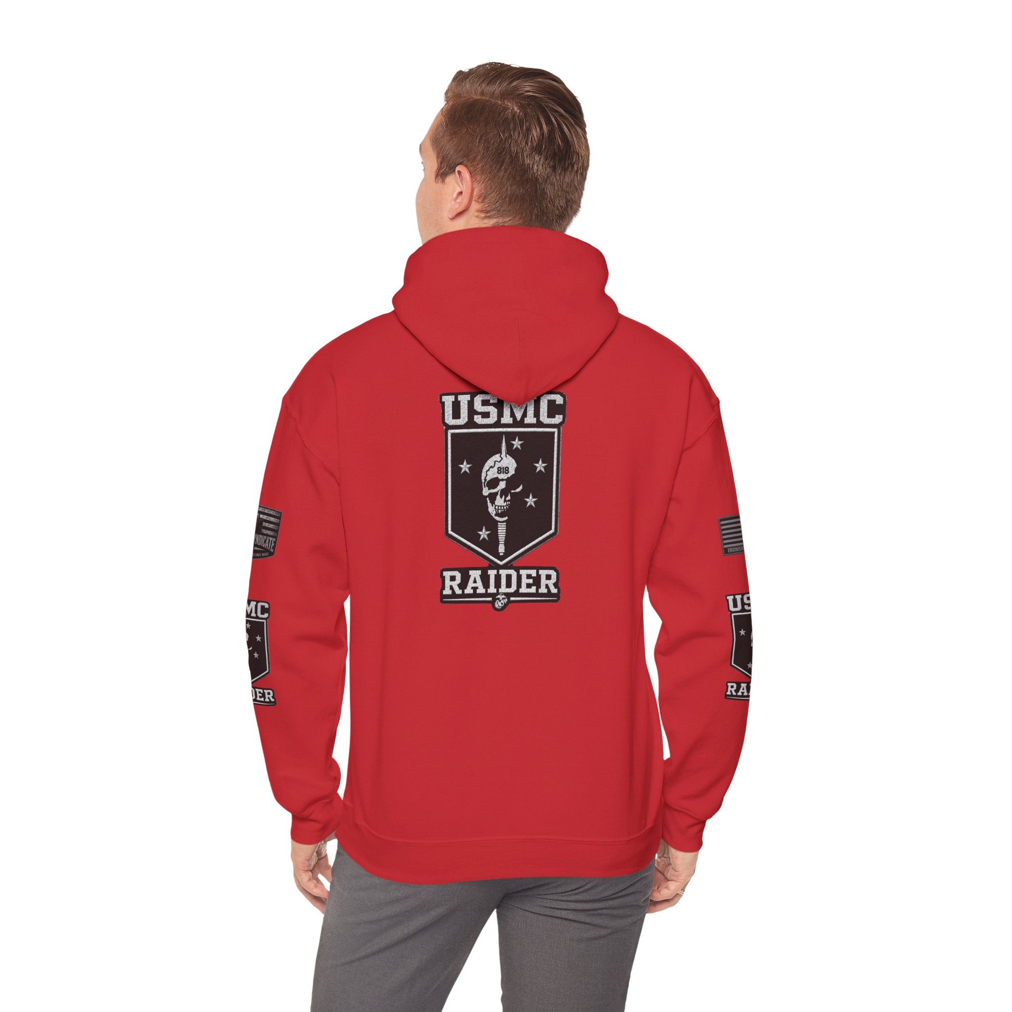 Marine Raider Patriotic Hooded Sweatshirt - Red | Ironsight Syndicate