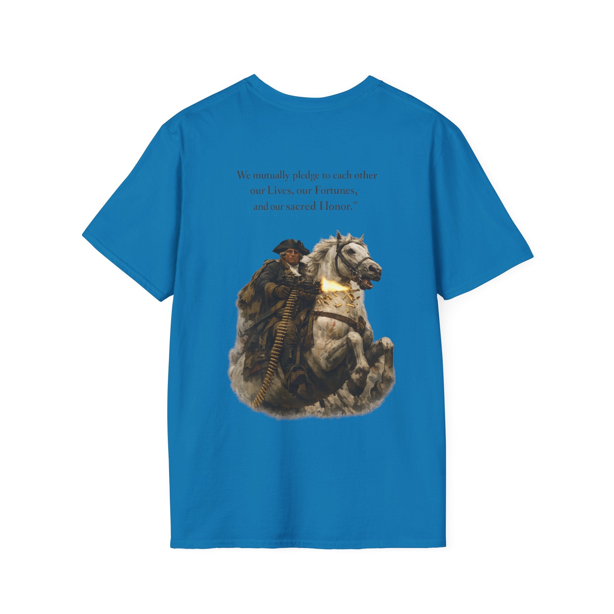 Machine Gun George Washington T-Shirt | Patriotic Military Graphic Tee for Veterans & Patriots, Adult (13 and up), unisex