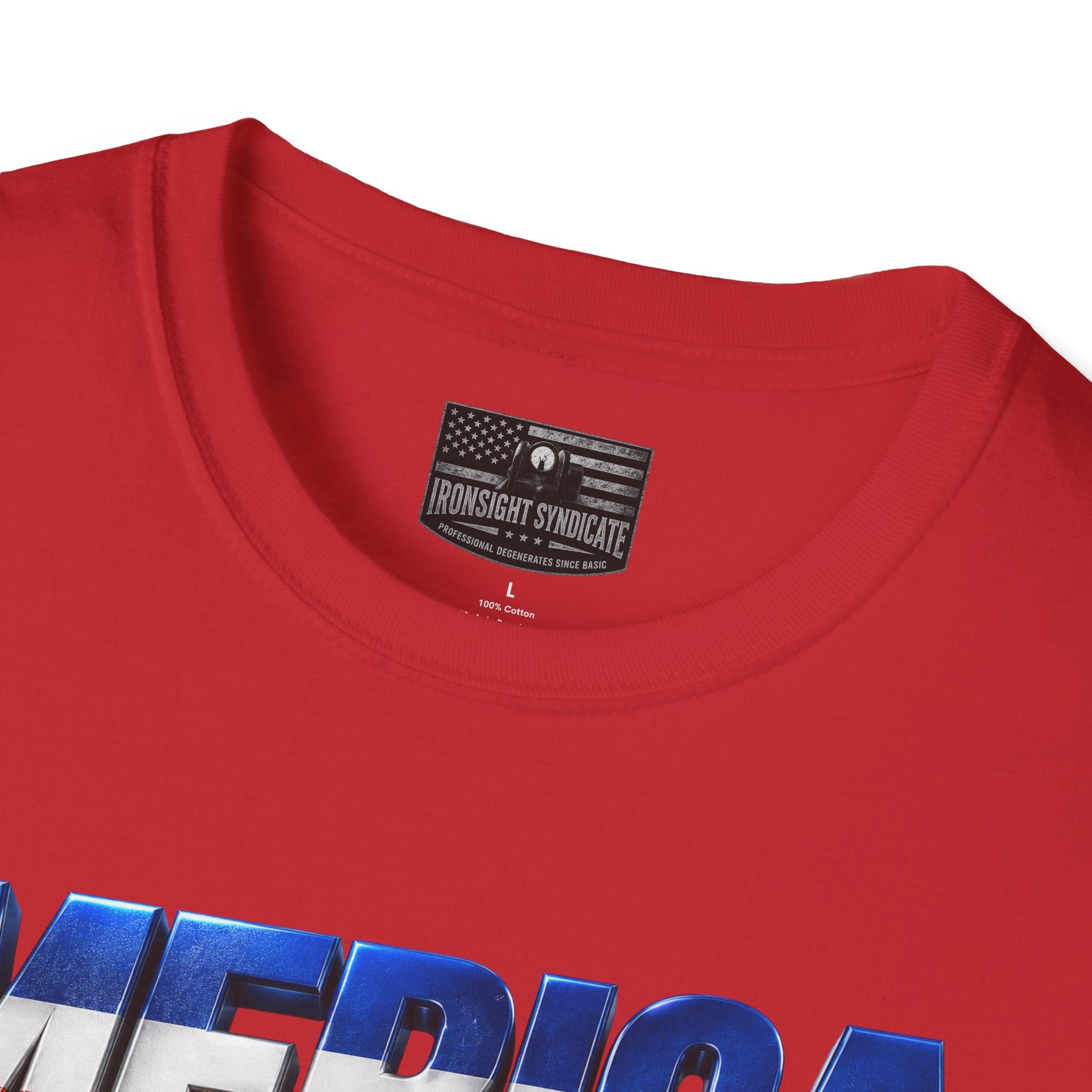 F22 Merica! Patriotic Ironsight Syndicate T-Shirt | Patriotic Military Graphic Tee for Veterans & Patriots, Adult (13 and up), unisex