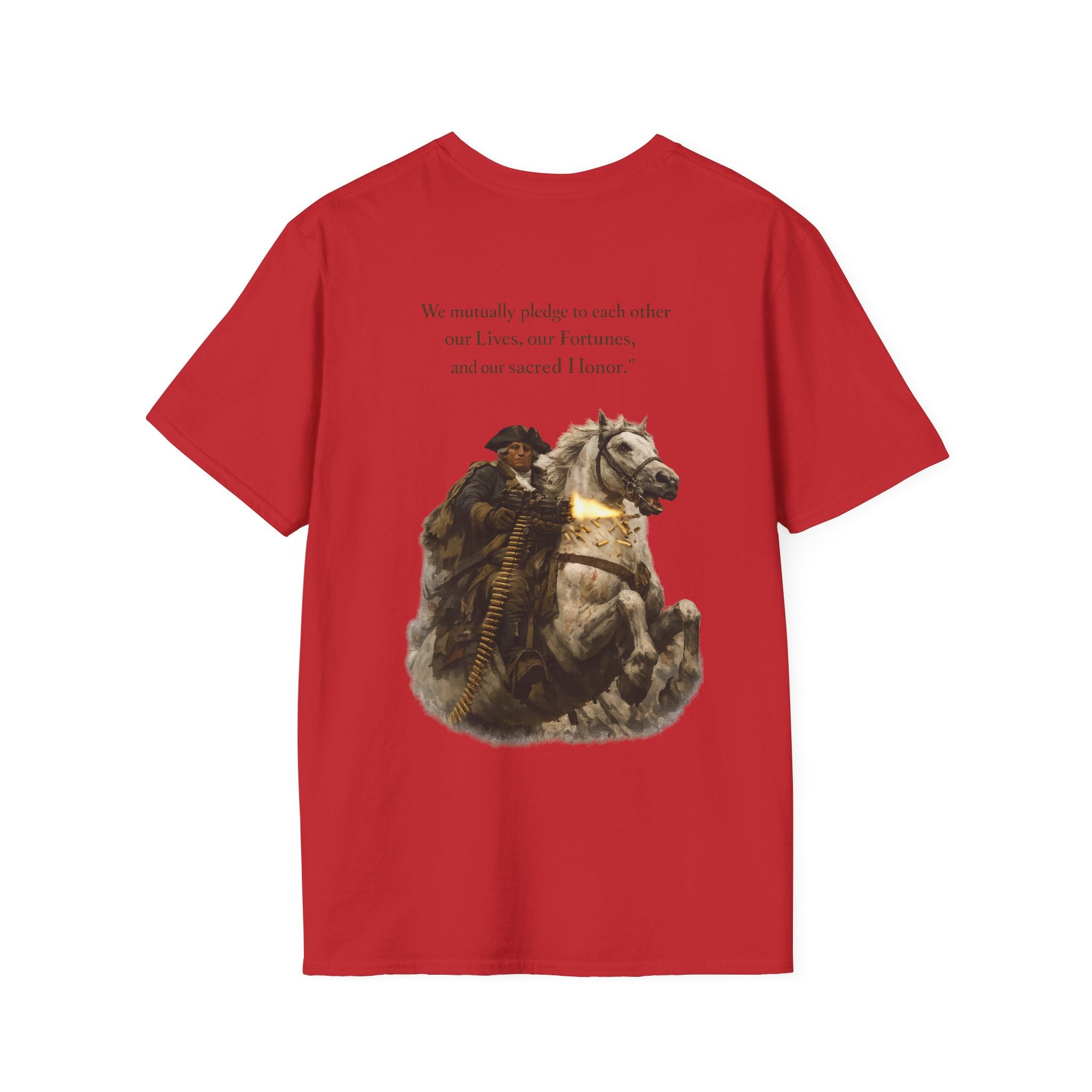 Machine Gun George Washington T-Shirt | Patriotic Military Graphic Tee for Veterans & Patriots, Adult (13 and up), unisex