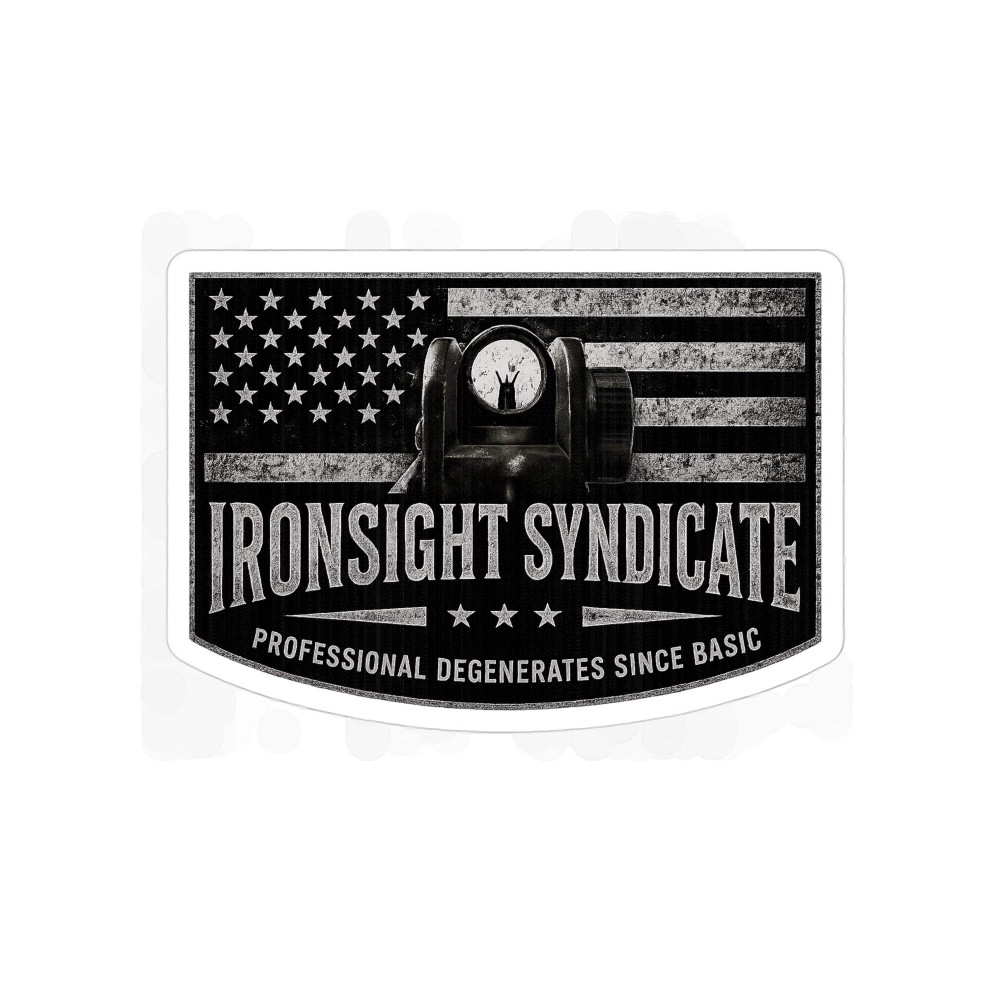 IronSightSyndicate — Die-Cut Transparent Outdoor American Flag Sticker