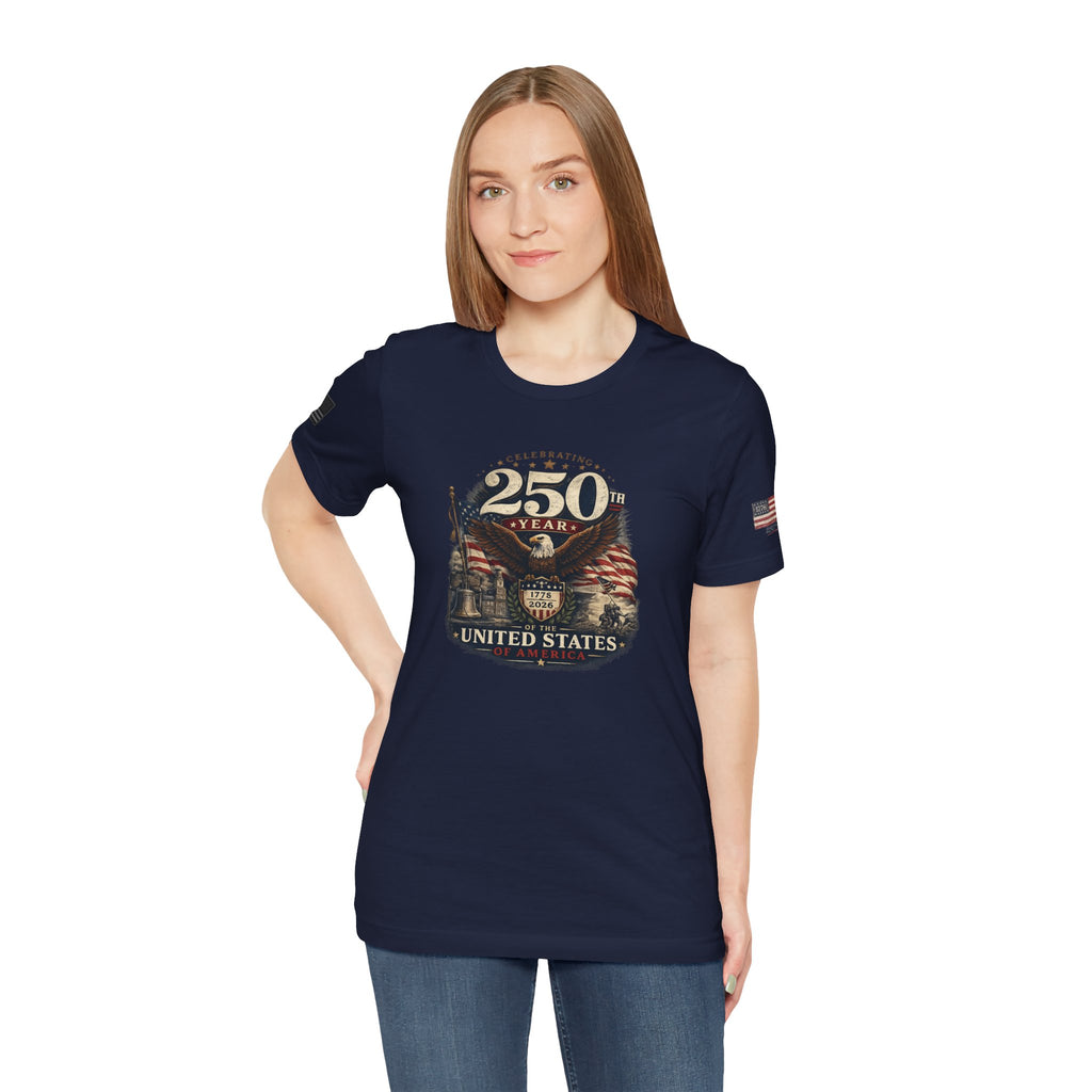 America 250th Anniversary T-Shirt | Patriotic Eagle & American Flag Shirt | 1776-2026 United States Tee front and back