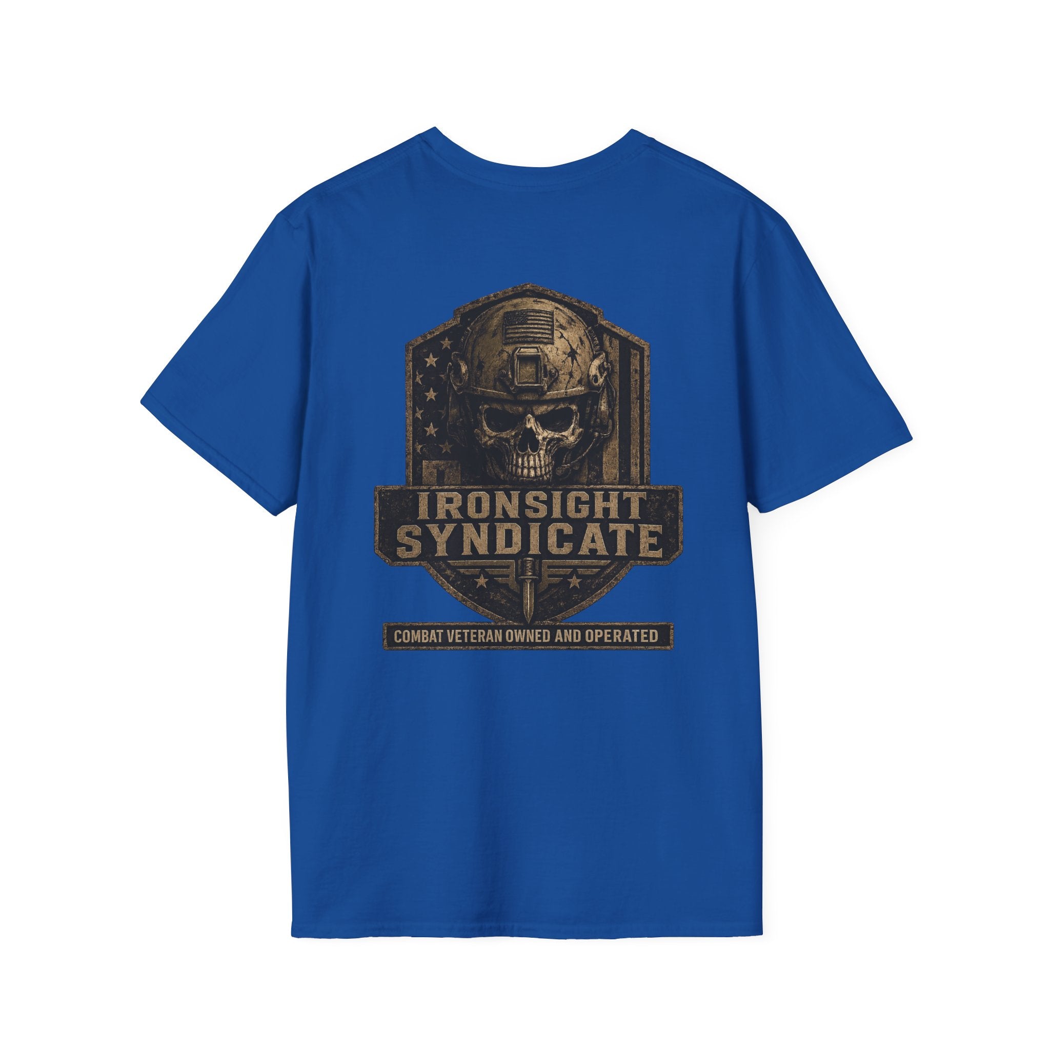 Ironsight Syndicate Tactical Skull T-Shirt | Patriotic Military Graphic Tee for Veterans & Patriots, Adult (13 and up), unisex