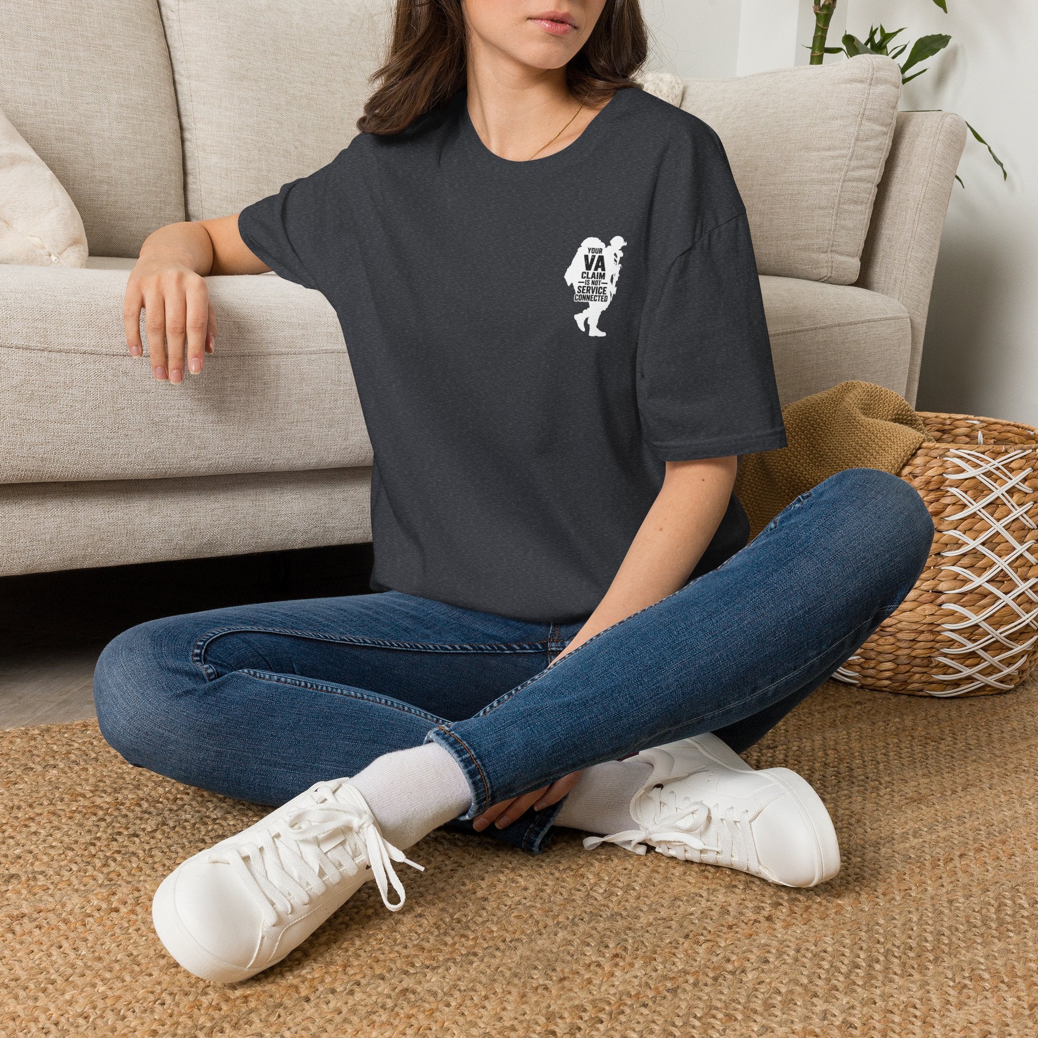 DD-214 service connected T-Shirt (White Graphic) - Dark Heather Grey | Ironsight Syndicate