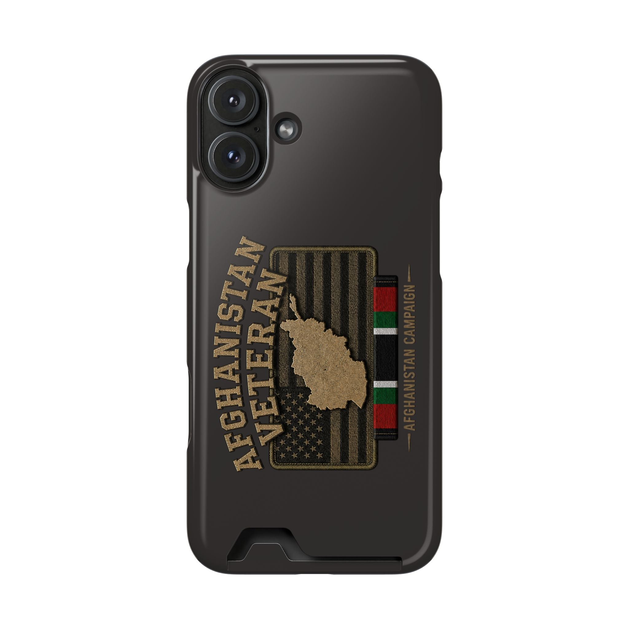 Afghanistan Veteran Phone Case with Card Holder — Military Tribute Wallet Case - iPhone 16 Plus (Glossy) | Ironsight Syndicate