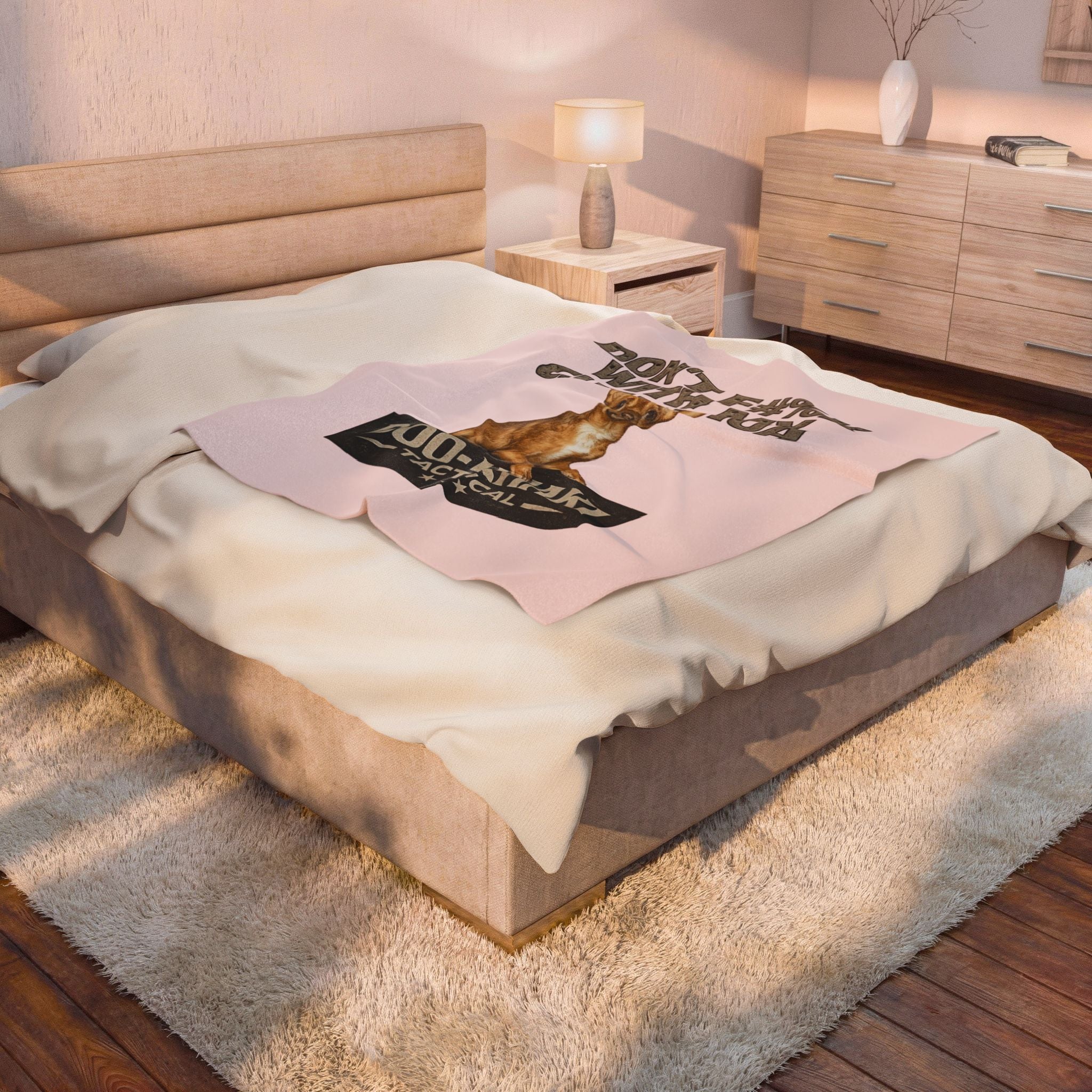 Velveteen Blanket – “Don't F#%k With My Chihuahua” Boo-Khaki Tactical Dog Throw