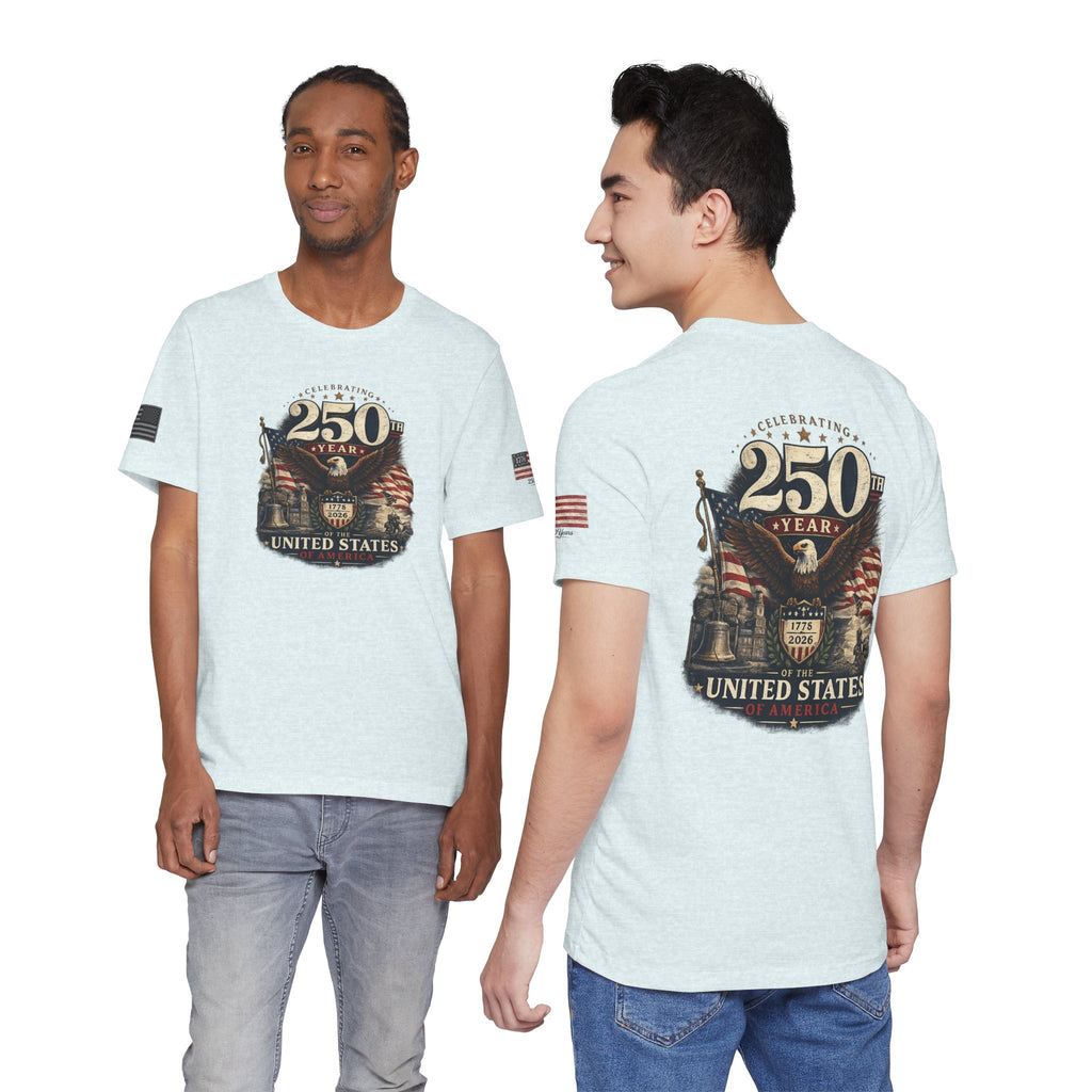 America 250th Anniversary T-Shirt | Patriotic Eagle & American Flag Shirt | 1776-2026 United States Tee front and back