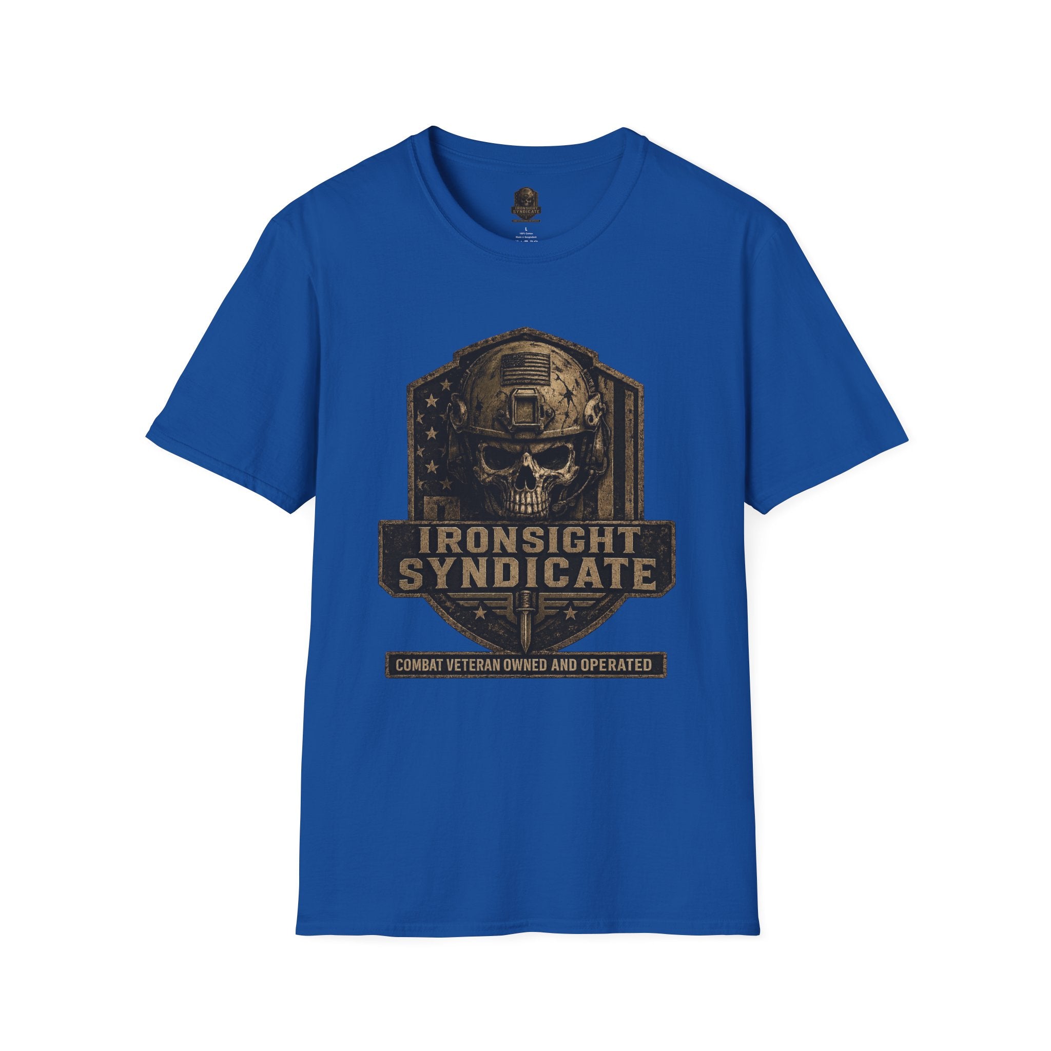 Ironsight Syndicate Tactical Skull T-Shirt | Patriotic Military Graphic Tee for Veterans & Patriots, Adult (13 and up), unisex