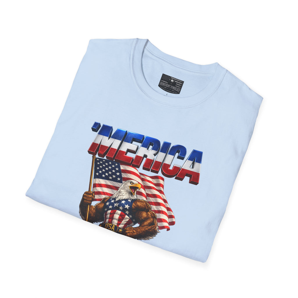 Merican Eagle T-Shirt | Patriotic Military Graphic Tee for Veterans & Patriots, Adult (13 and up), unisex