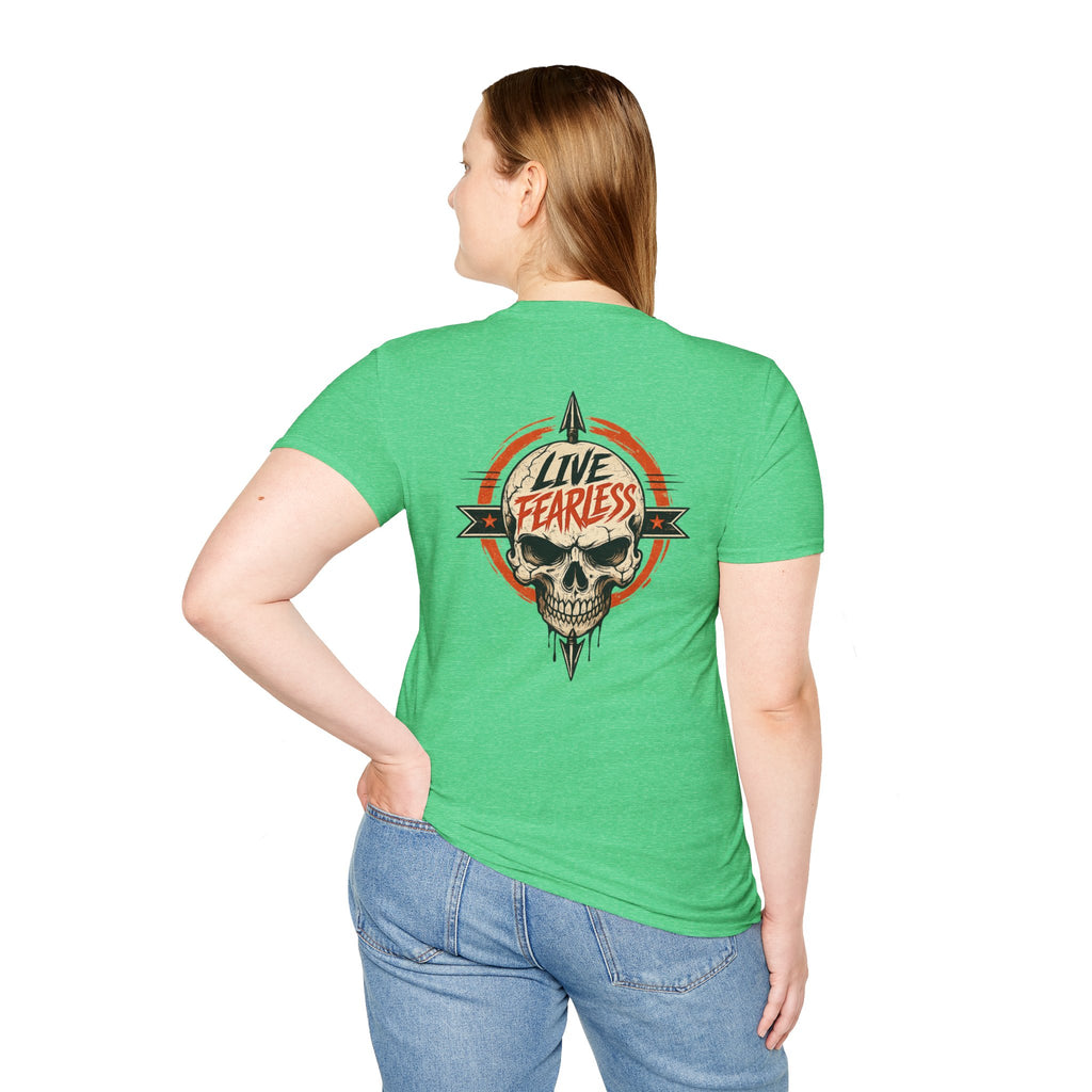 Live Fearless Skull Military T-Shirt (Front and Back) | Ironsight Syndicate