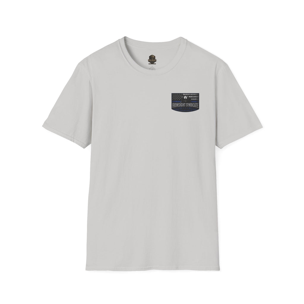 Thin Blue Line- In honor of our Brothers and Sisters in Blue T-Shirt | Patriotic Military Graphic Tee for Veterans & Patriots, Adult (13 and up), unisex