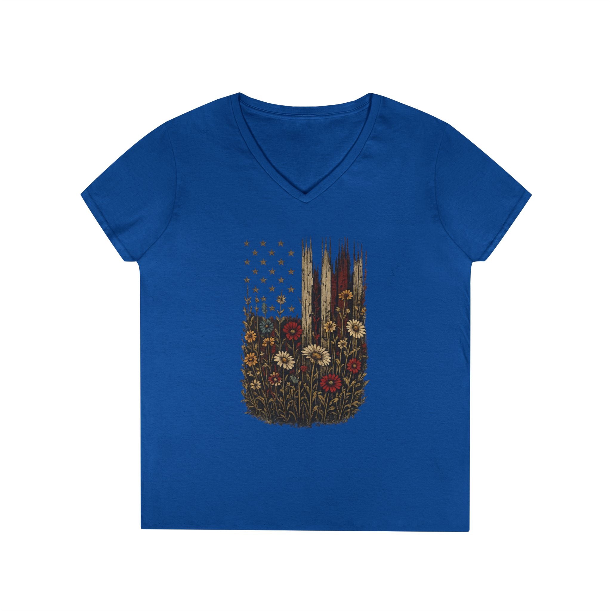 Wrapped in Old Glory - Ladies' V-Neck T-Shirt - Royal | Ironsight Syndicate