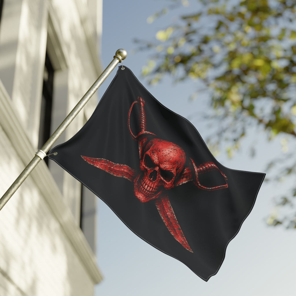 Blood Red Jolly Rogers- Double-Sided Pirate Emblem Banner