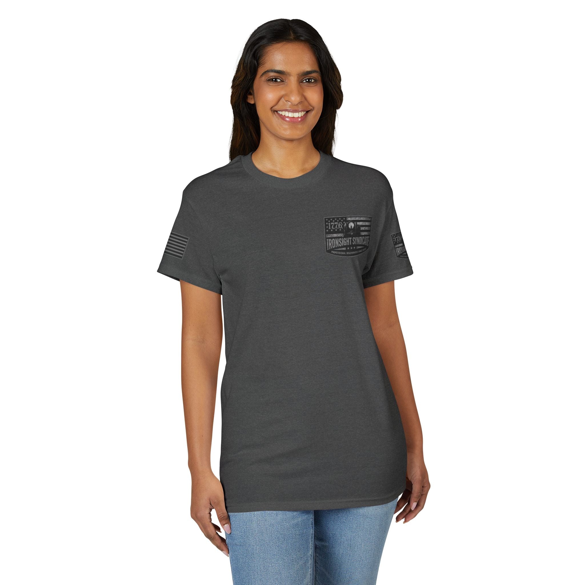 Machine gun George Washington  T-Shirt | Patriotic Military Graphic Tee for Veterans & Patriots, Adult (13 and up), unisex