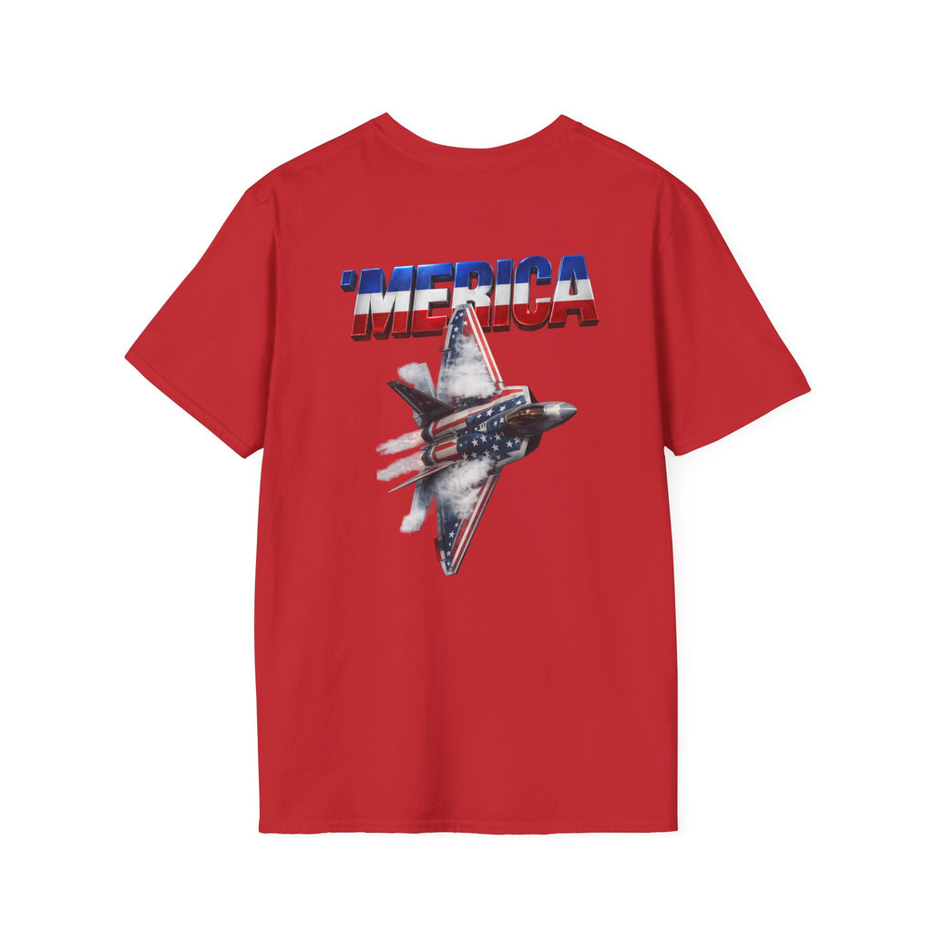 F22 Merica! Patriotic Ironsight Syndicate T-Shirt | Patriotic Military Graphic Tee for Veterans & Patriots, Adult (13 and up), unisex