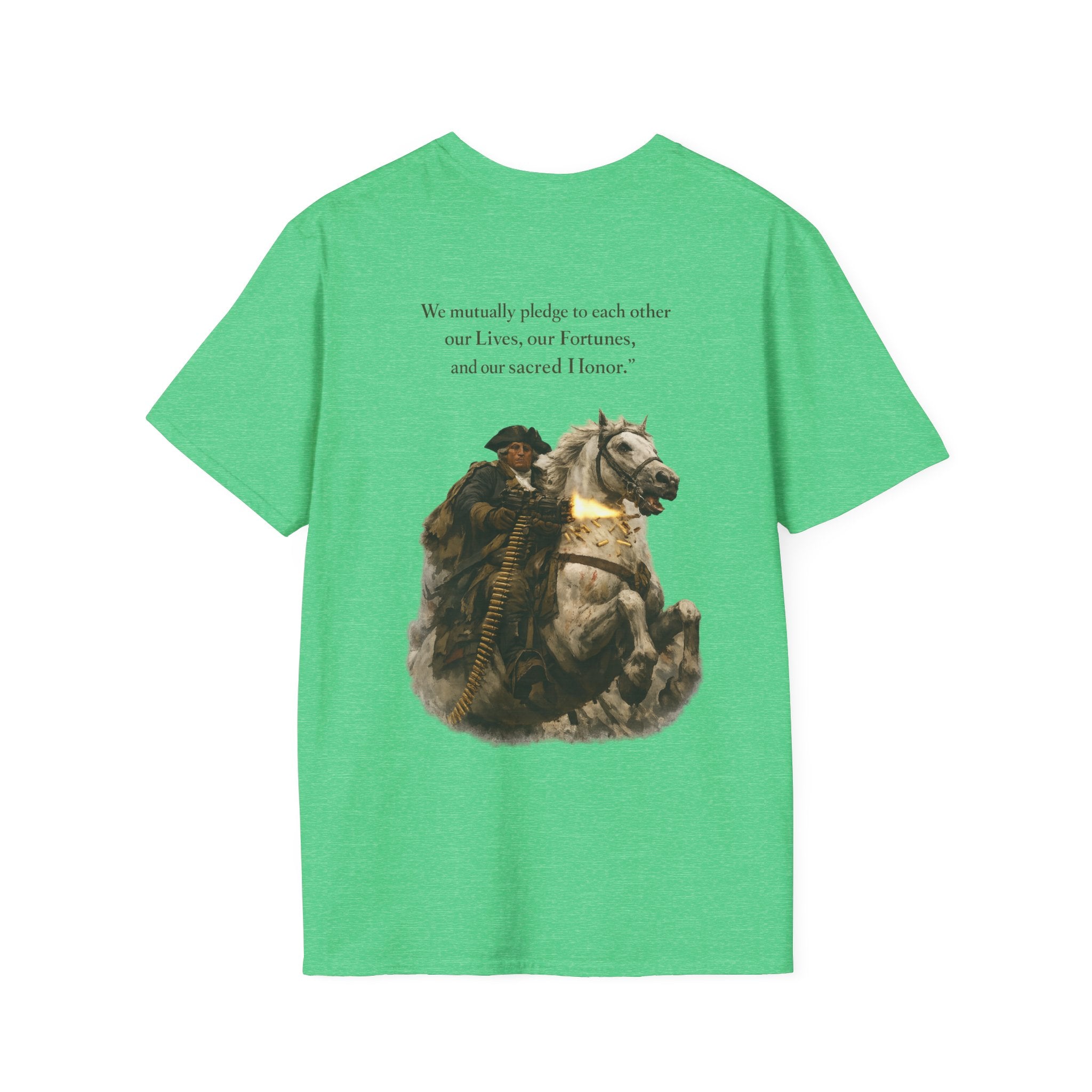 Machine Gun George Washington T-Shirt | Patriotic Military Graphic Tee for Veterans & Patriots, Adult (13 and up), unisex