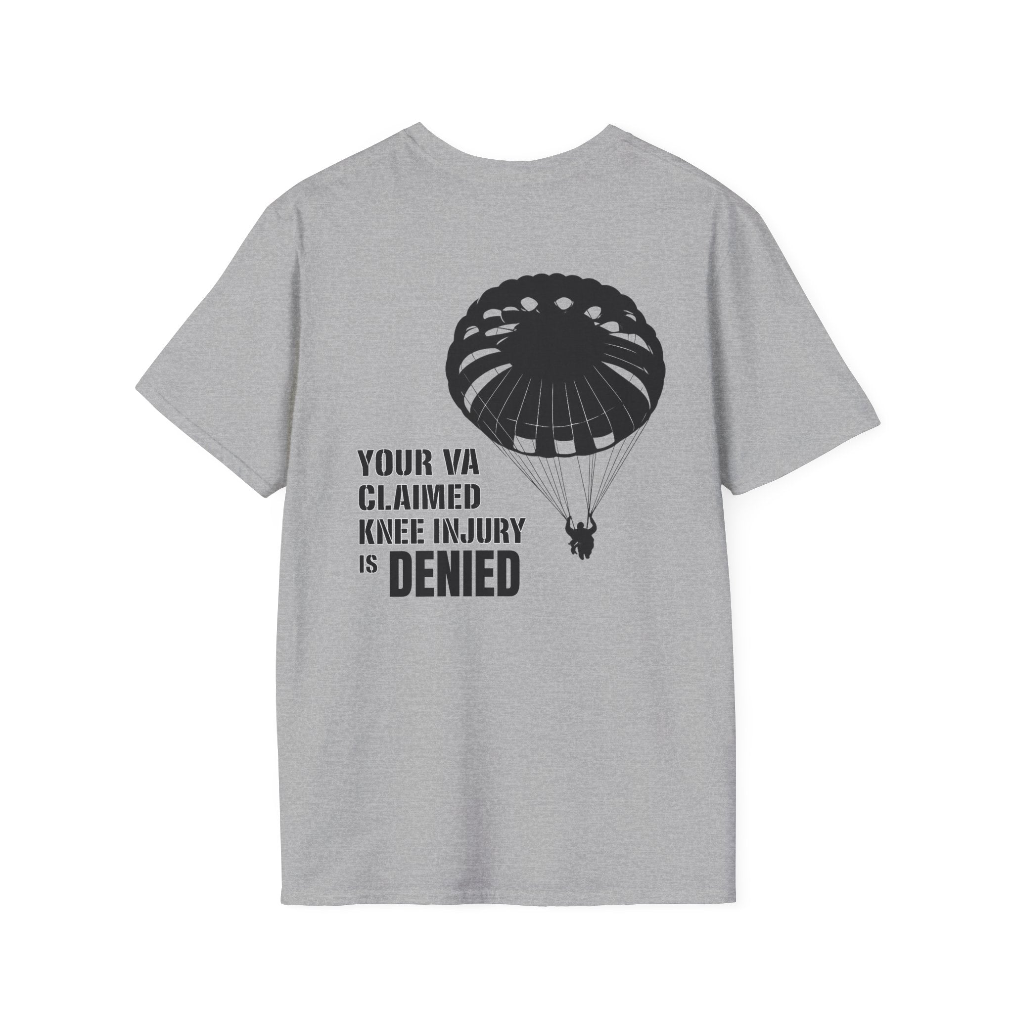 VA Knee Injury Claim Is Denied T-Shirt (Black Graphic) | Ironsight Syndicate