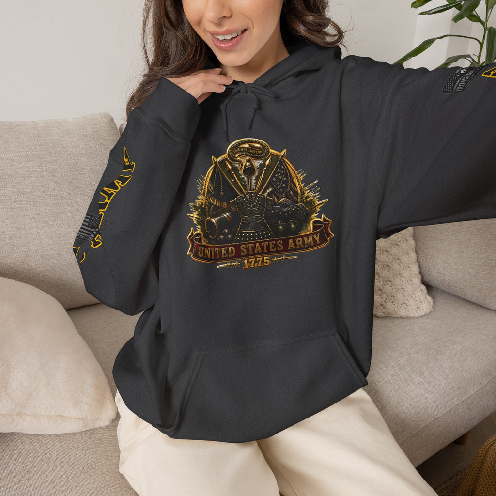 US Army Veteran Crest Graphic Hoodie – Premium Heavyweight Military Pride Sweatshirt