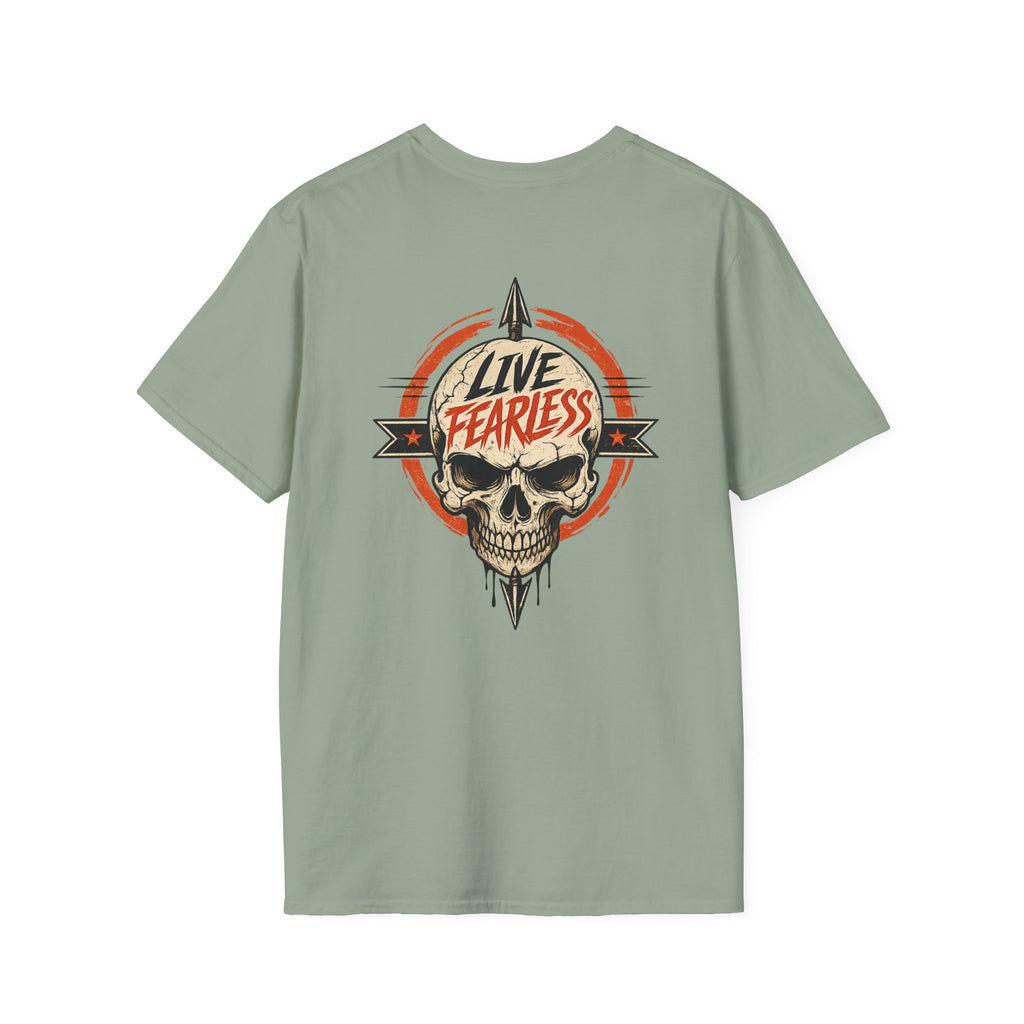 Live Fearless Skull Military T-Shirt (Front and Back) | Ironsight Syndicate