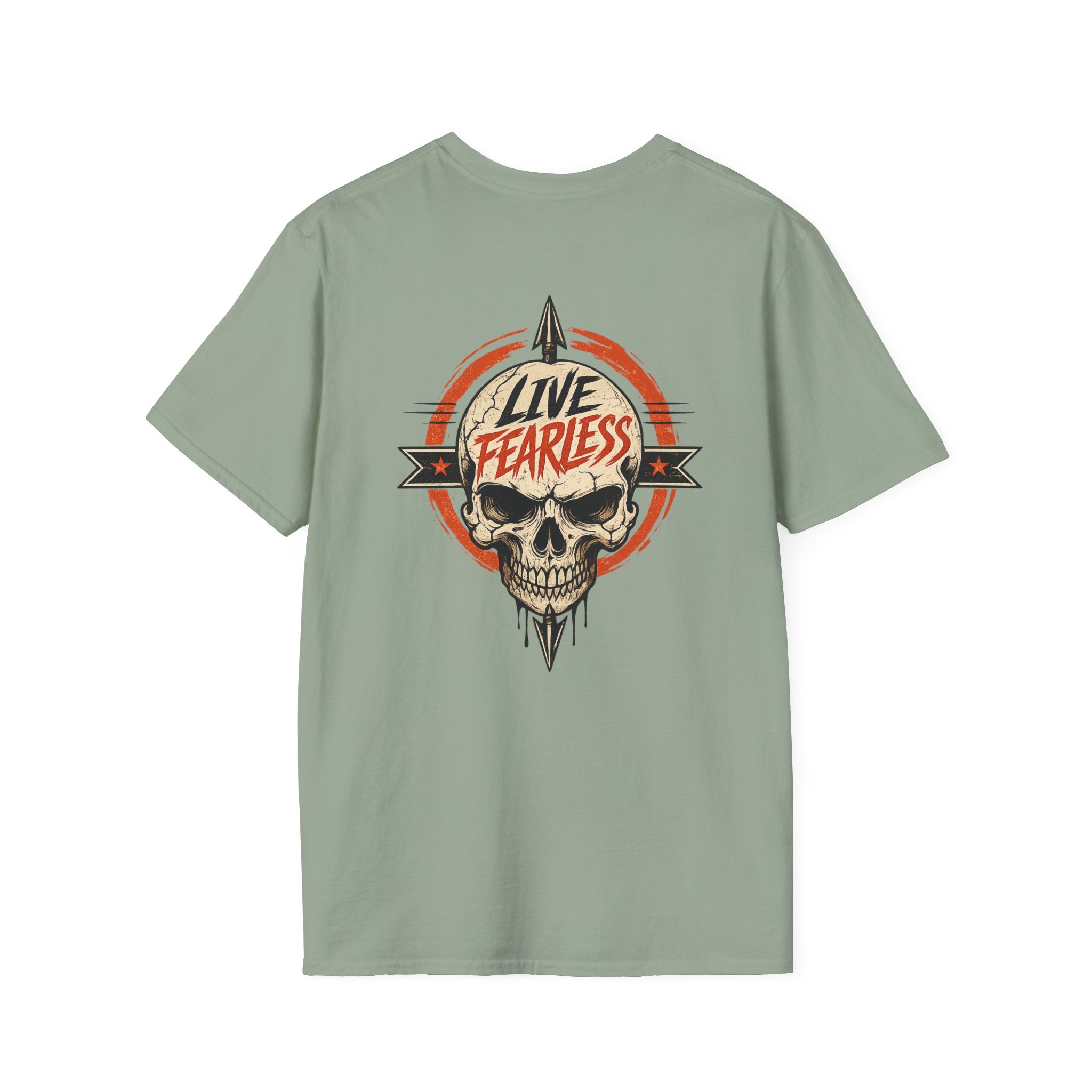 Live Fearless Skull Military T-Shirt (Front and Back) | Ironsight Syndicate