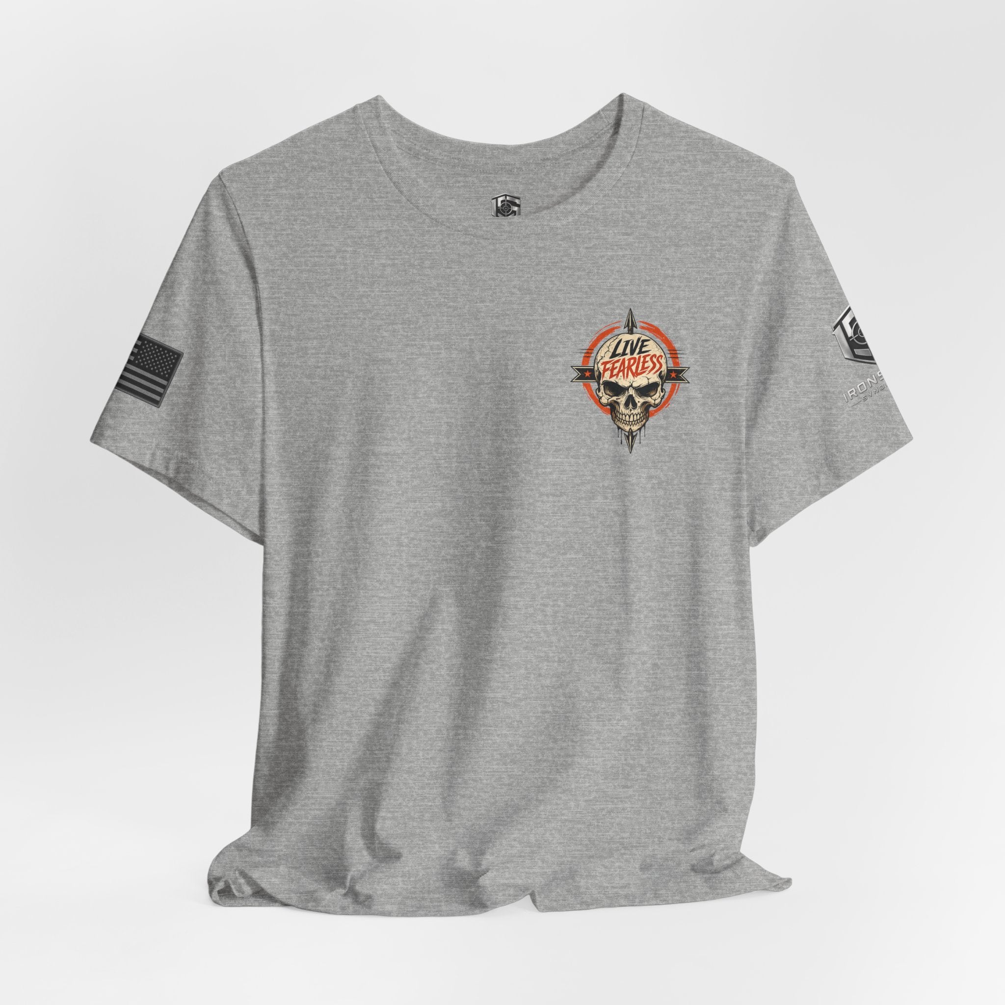 Live Fearless Skull Military T-Shirt | Ironsight Syndicate