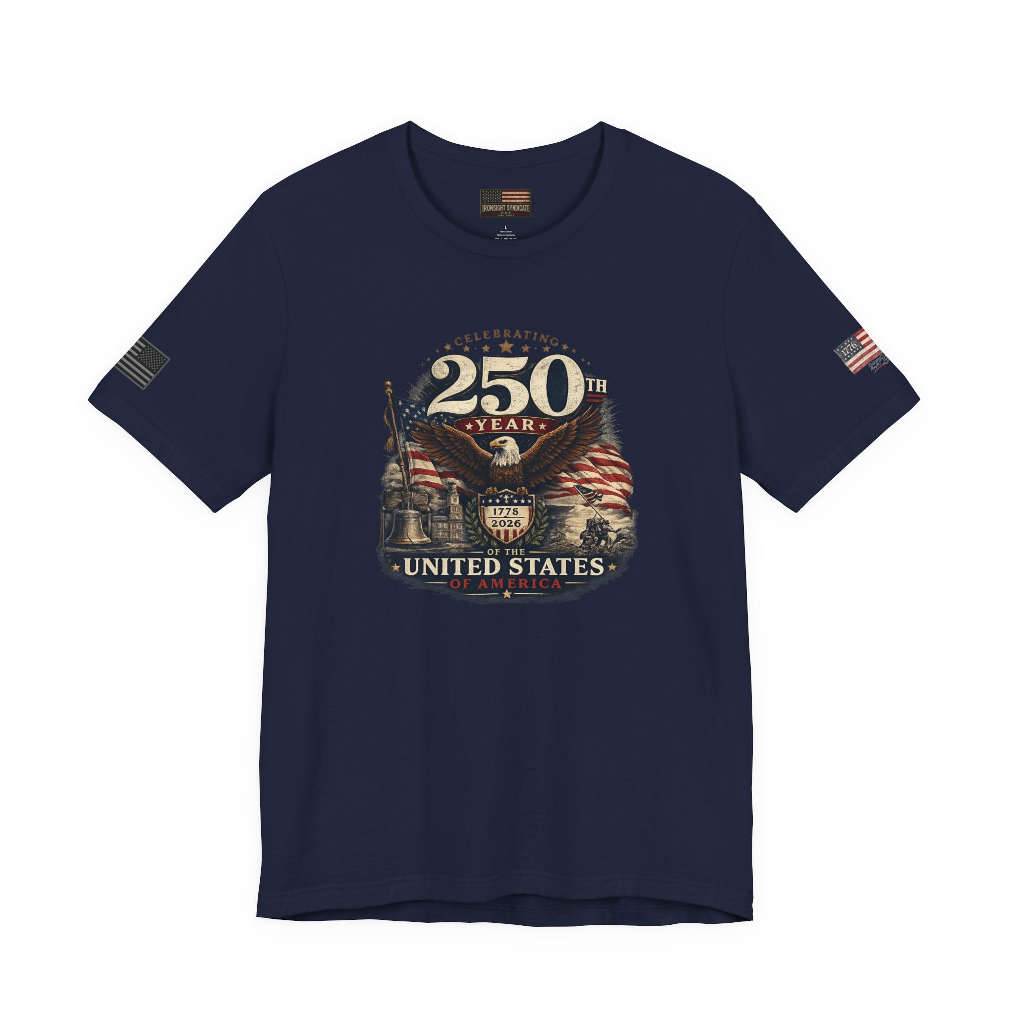 America 250th Anniversary T-Shirt | Patriotic Eagle & American Flag Shirt | 1776-2026 United States Tee front and back