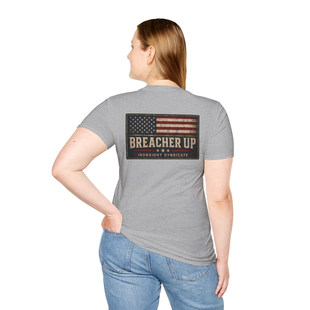 Breacher Up Red While and  Blue T-Shirt, Adult (13 and up), unisex | Patriotic Military Graphic Tee for Veterans & Patriots, Adult (13 and up), unisex