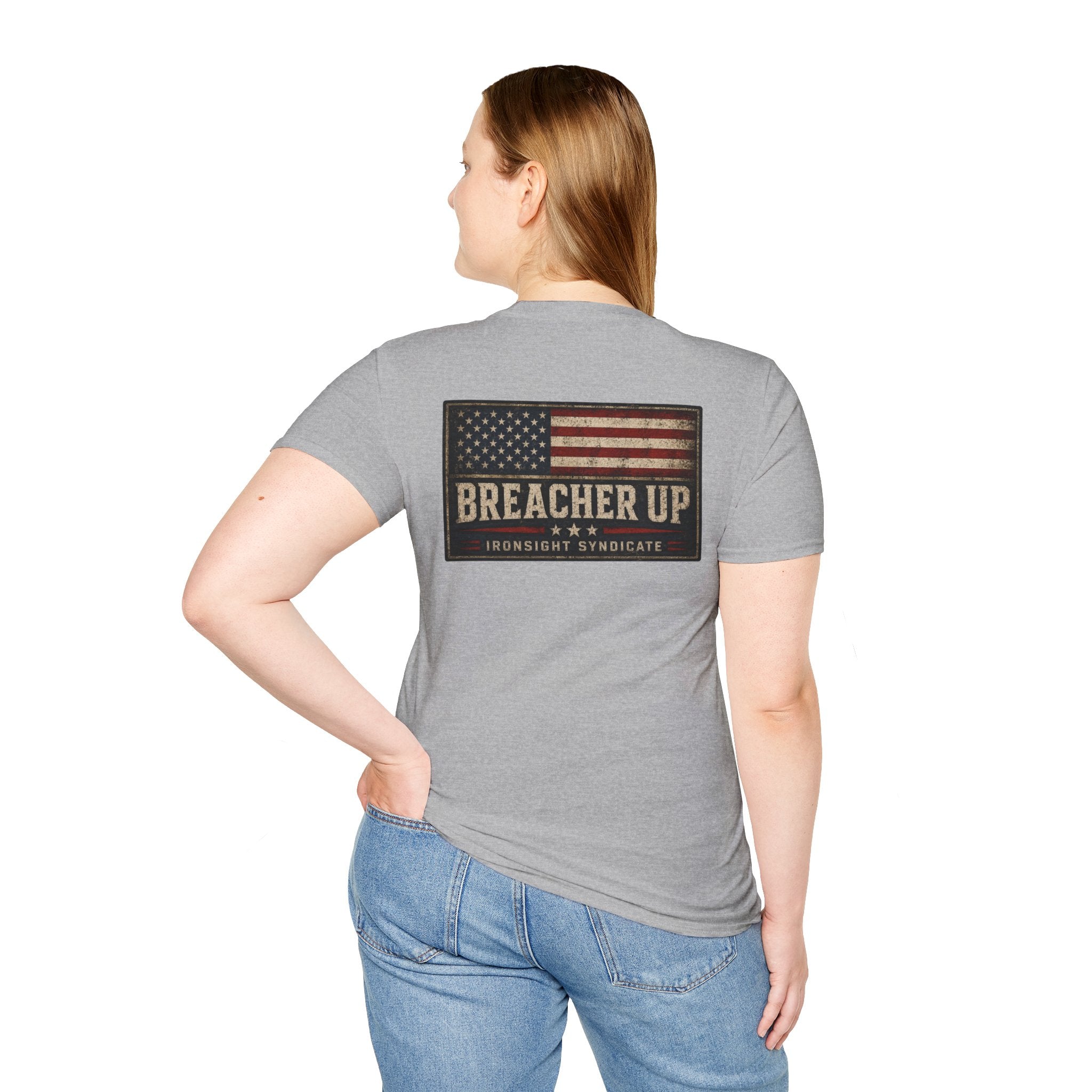 Breacher Up Red While and  Blue T-Shirt, Adult (13 and up), unisex | Patriotic Military Graphic Tee for Veterans & Patriots, Adult (13 and up), unisex