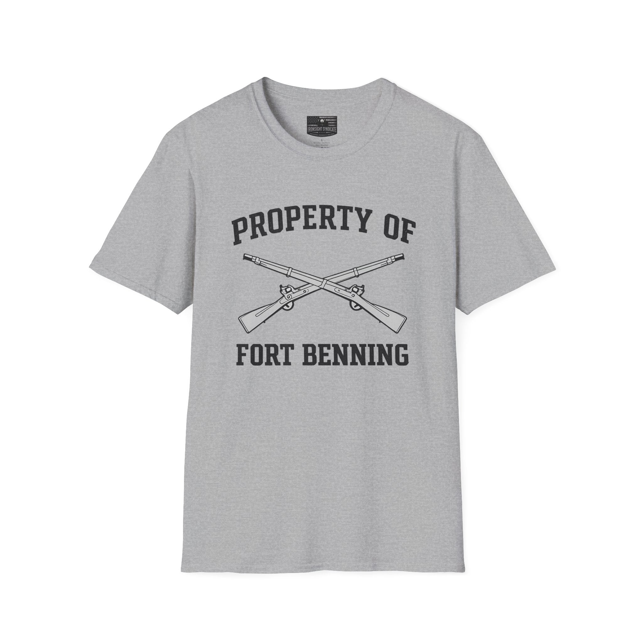 Fort Benning Athletic Tee  Ironsight Syndicate | Patriotic Military Graphic Tee for Veterans & Patriots, Adult (13 and up), unisex
