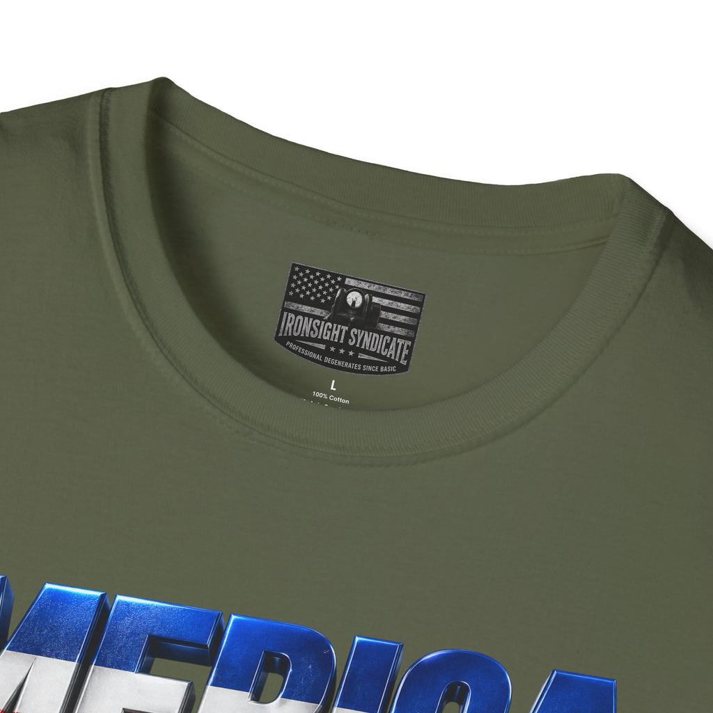 F22 Merica! Patriotic Ironsight Syndicate T-Shirt | Patriotic Military Graphic Tee for Veterans & Patriots, Adult (13 and up), unisex