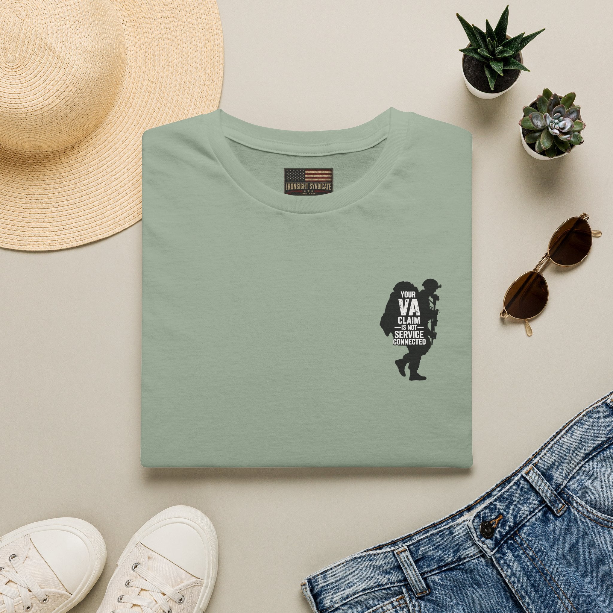 VA Knee injury claim is not service connected T-Shirt (Black Graphic) - Sage | Ironsight Syndicate