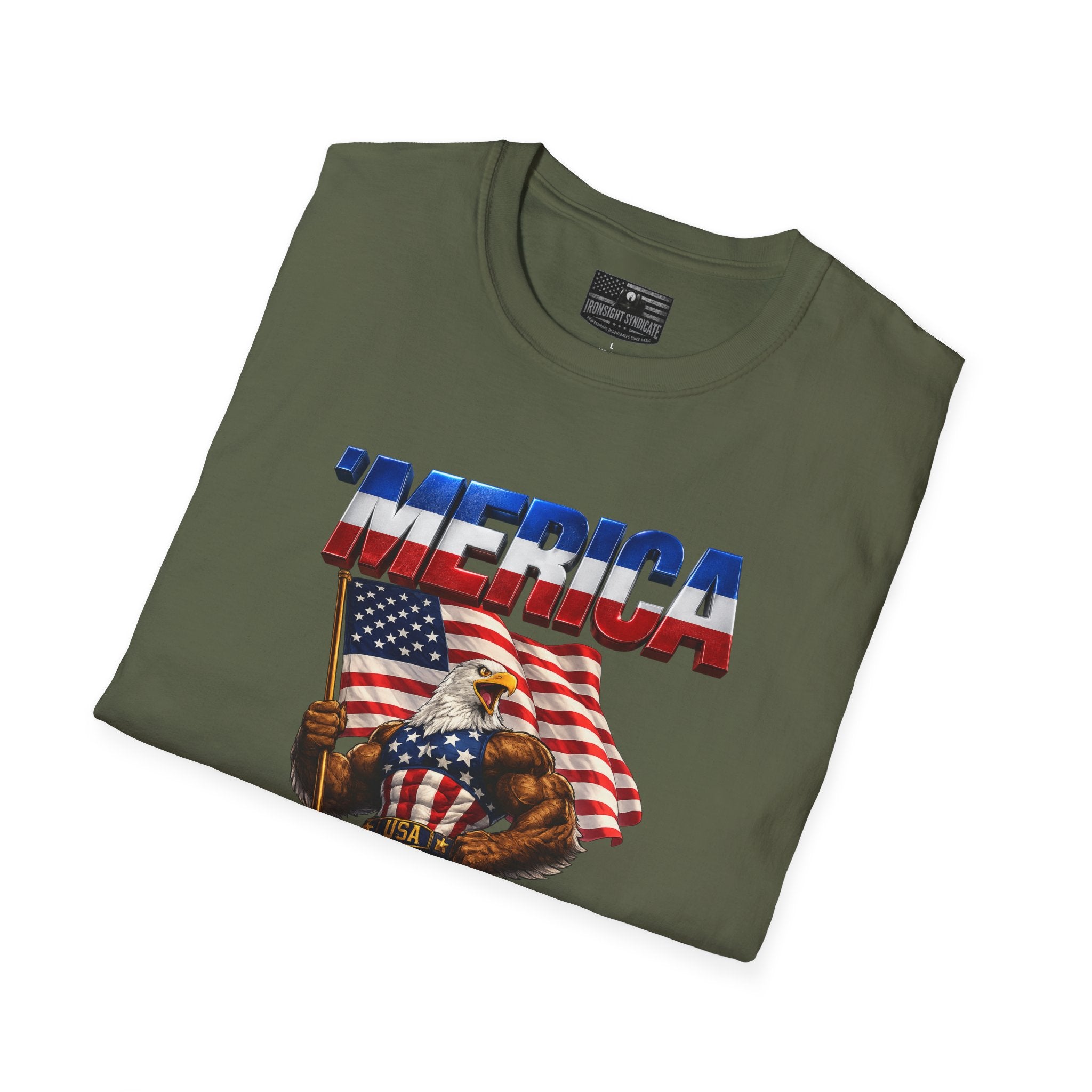 Merican Eagle T-Shirt | Patriotic Military Graphic Tee for Veterans & Patriots, Adult (13 and up), unisex